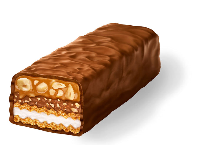 Knoppers Chocolate Hazelnut Nut Bar, 24-Pack Individually Wrapped Snack Bars with Wafer, Caramel & Hazelnuts
