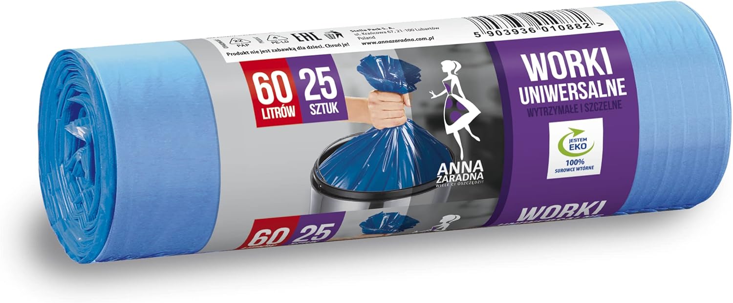 Anna Zaradna ST-AZ-010882 Universal Bin Liners 60 L - Pack of 25 Blue 1
