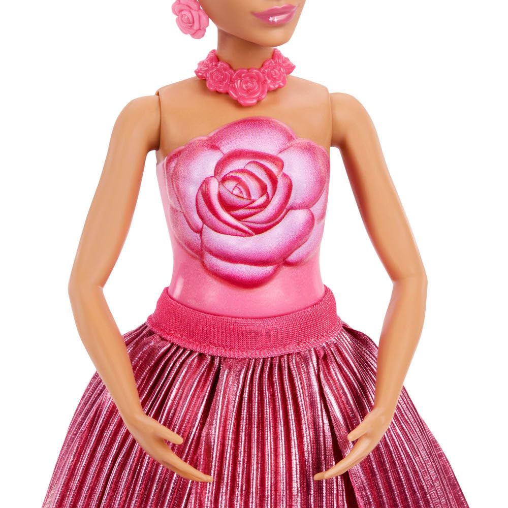 Barbie Petal Pop Scented Doll with Rose Dress & Accessories, Bouquet Reveal | Model JMF59 4