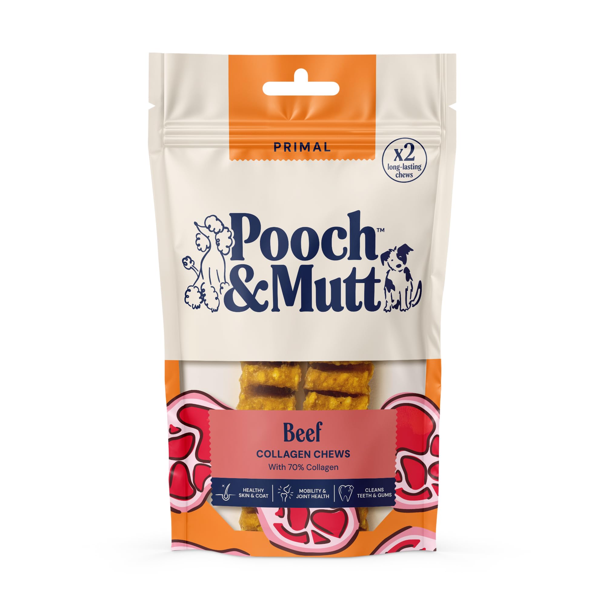 Pooch & Mutt Beef Collagen Dental Sticks for Adult Dogs | High Protein, Rawhide Alternative | 45g Pack