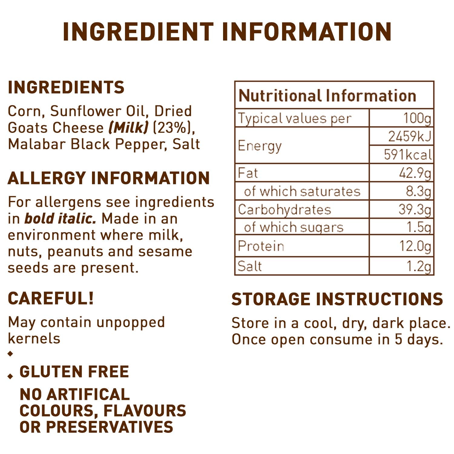 Joe & Seph's Goats Cheese & Black Pepper Popcorn Snack Pack - 1 x 27g Bag 2