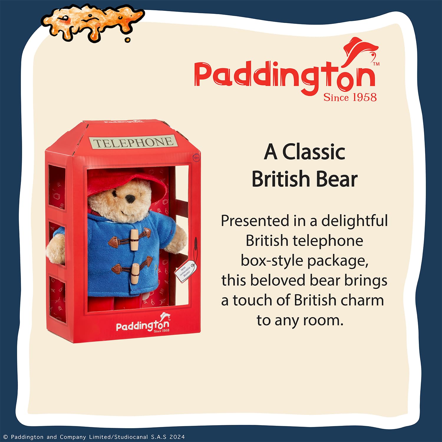 Rainbow Designs Paddington Bear Soft Toy in British Phone Box - Plush Teddy 2