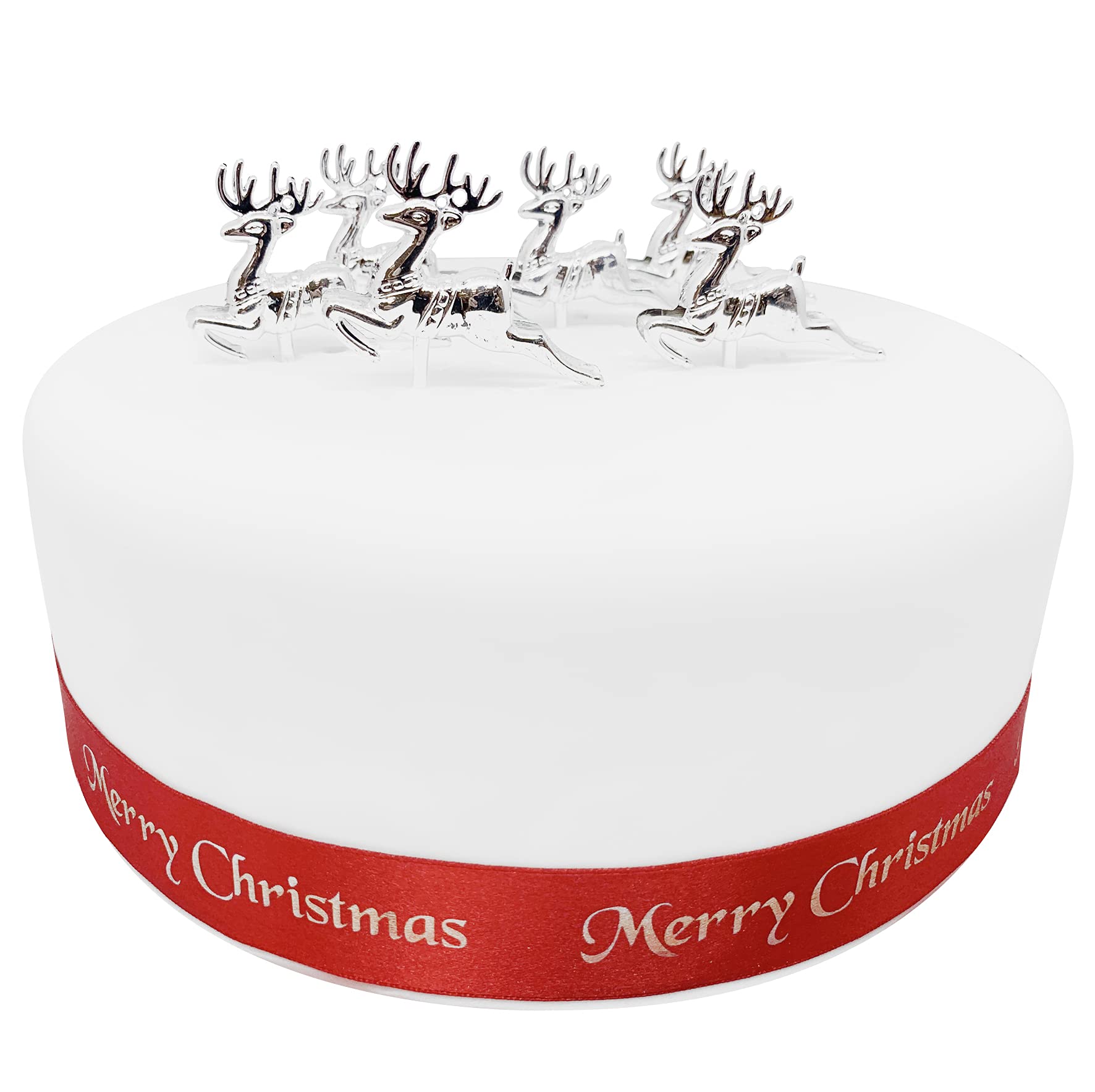 Anniversary House Reindeer Cake Toppers - 6pcs Silver Plastic Christmas Decorations, BX069 2