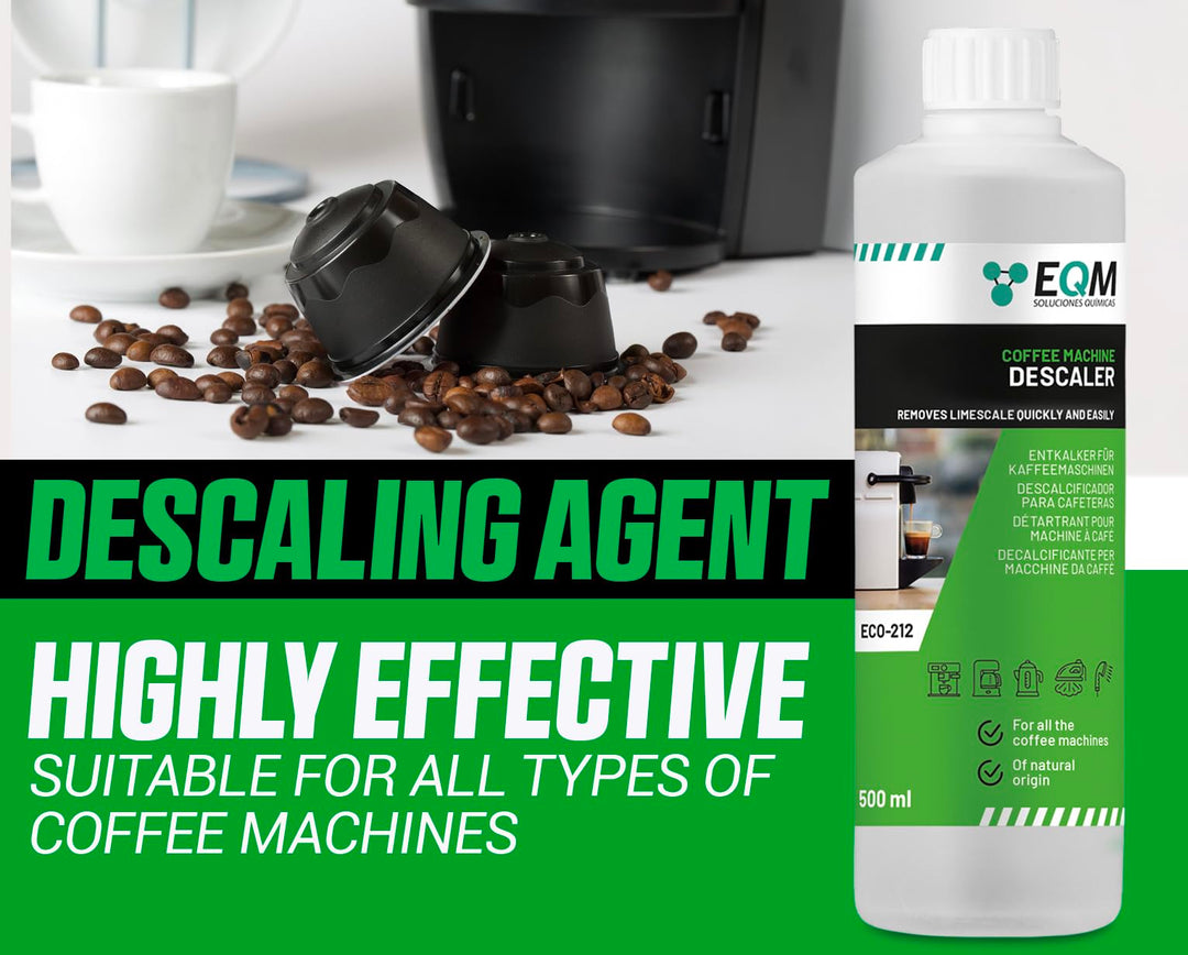 EQM ECO-212 Coffee Machine Descaler - 500 ml - 100% Natural Origin with Citric Acid