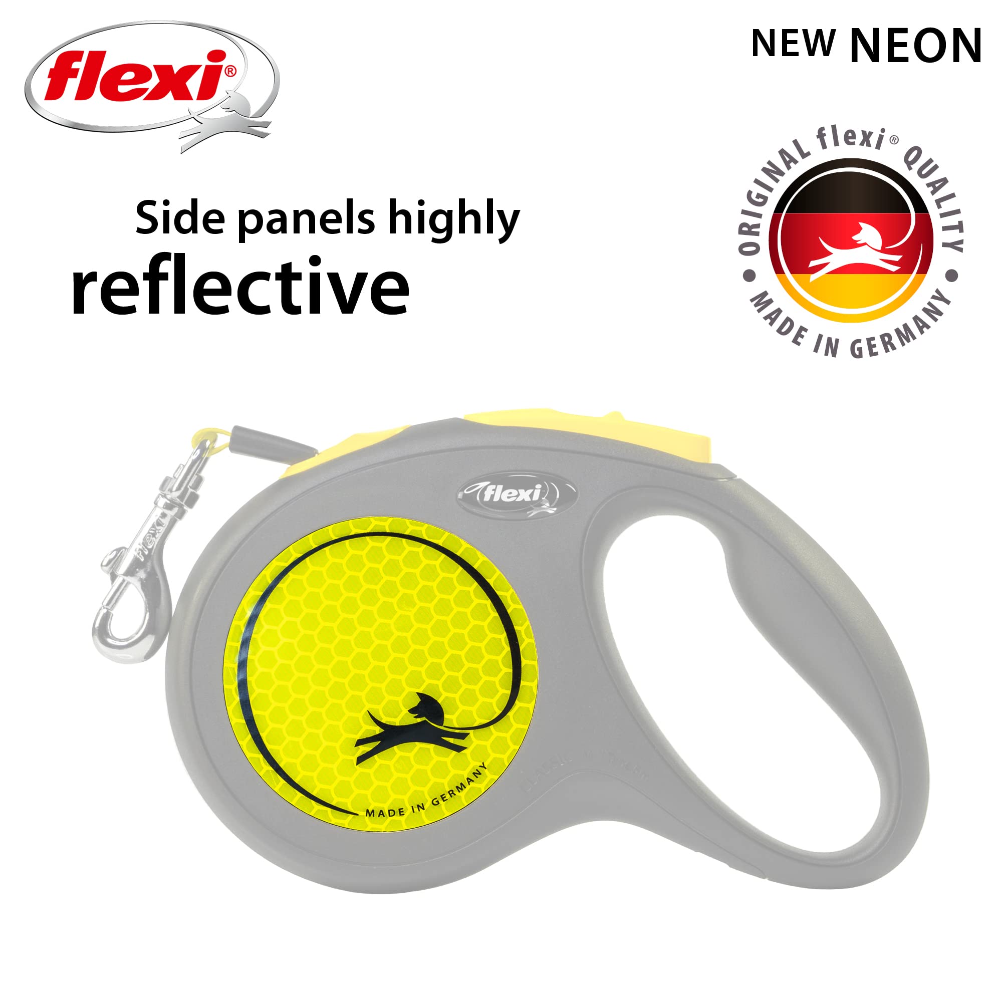flexi New Neon M Tape Retractable Lead - 5m Length | Neon Yellow | For Dogs Up To 25 kg 3