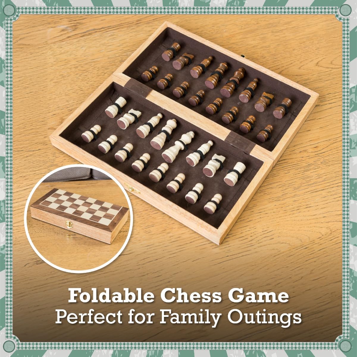 Toyrific Foldable Wooden Chess Travel Set - Classic Edition | Portable | 2 Players 5