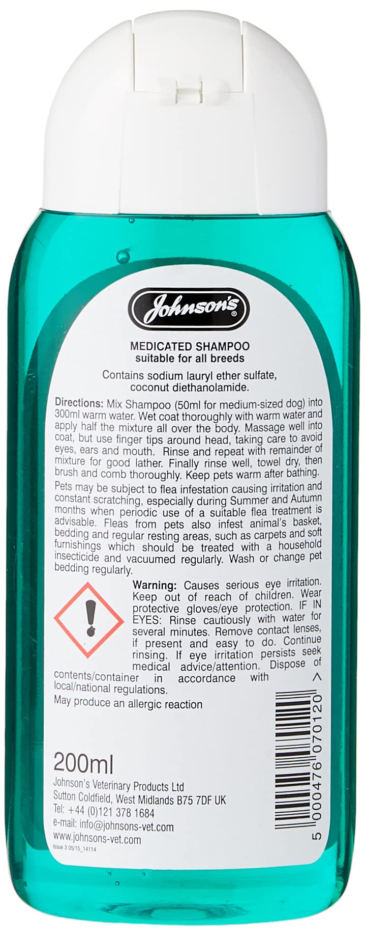 Johnsons Medicated Dog Shampoo - Clears Scurf | Unscented | 200 ml Bottle 2