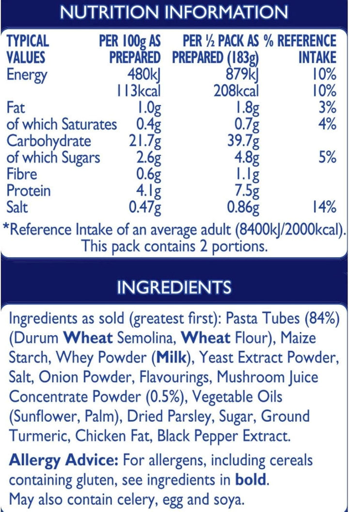 Batchelors Pasta 'n' Sauce Chicken & Mushroom Flavour Instant Pasta Meal, 99g