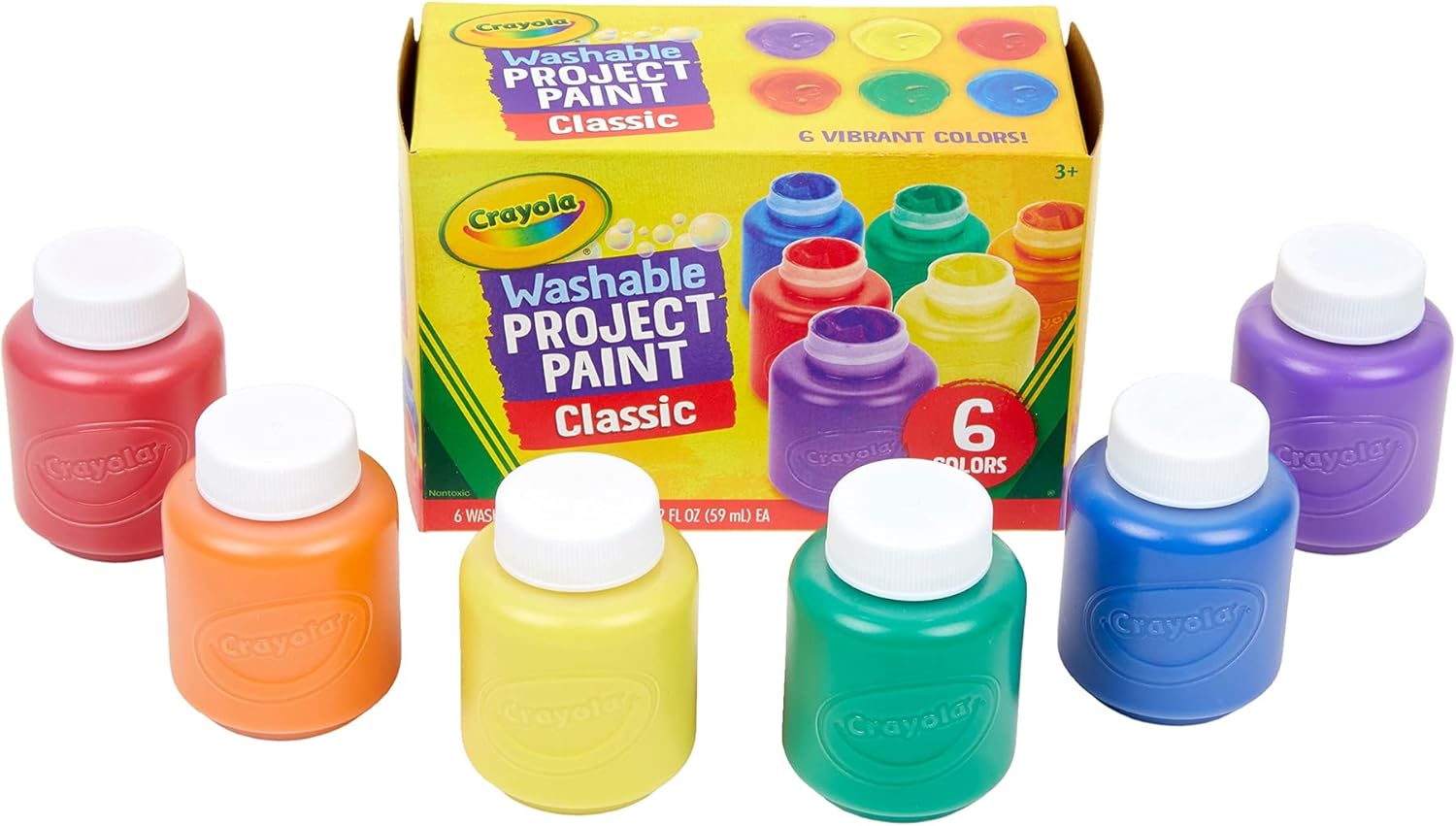 Crayola Washable Kids Paint Set - 6 Non-Toxic Tempera Paints for Ages 3+ 5