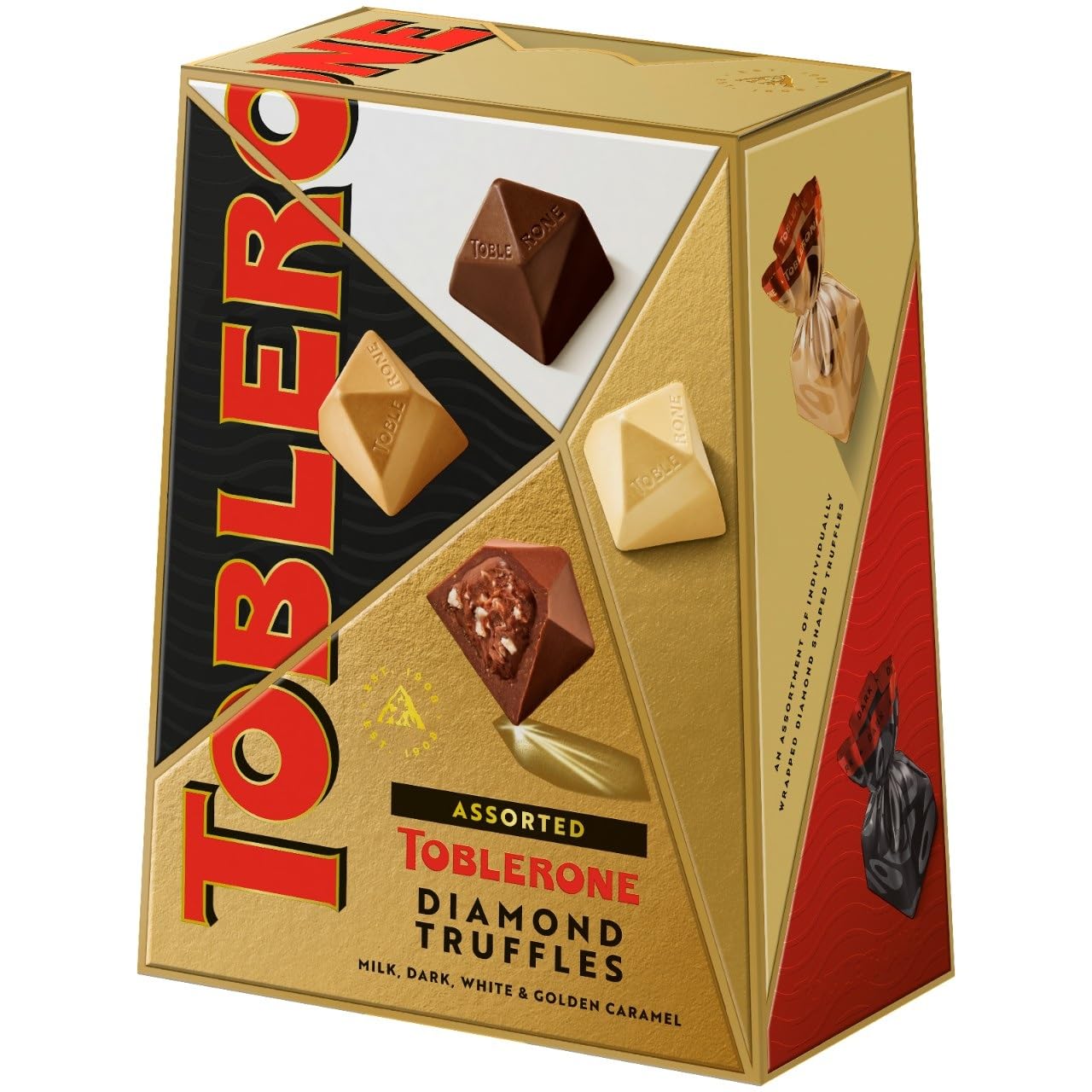 Toblerone Assorted Diamond Chocolate Truffles - Milk, Dark & Golden Caramel Praline, 180g 4