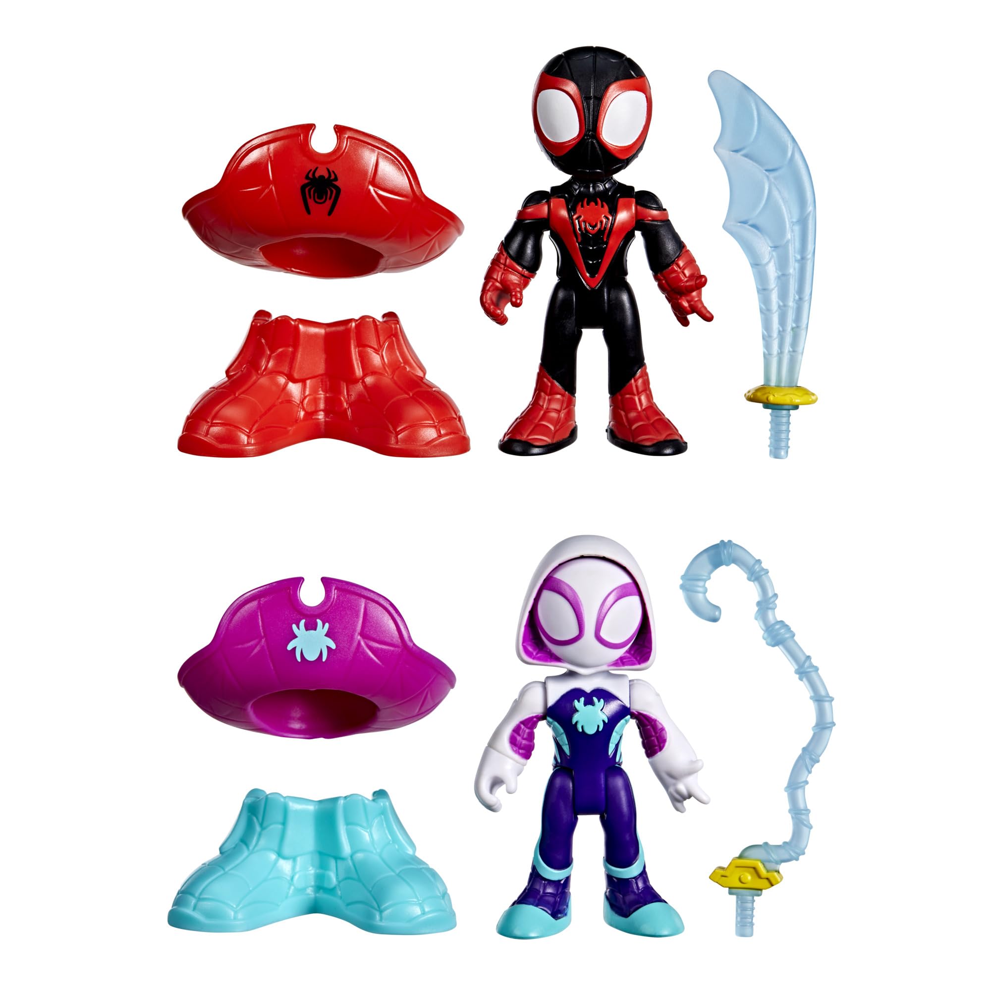 Spidey and his Amazing Friends Pirate Miles 'Spin' Morales & Pirate Ghost-Spider Action Figure Set - 3 Inch Marvel Water-Webs Collection 1