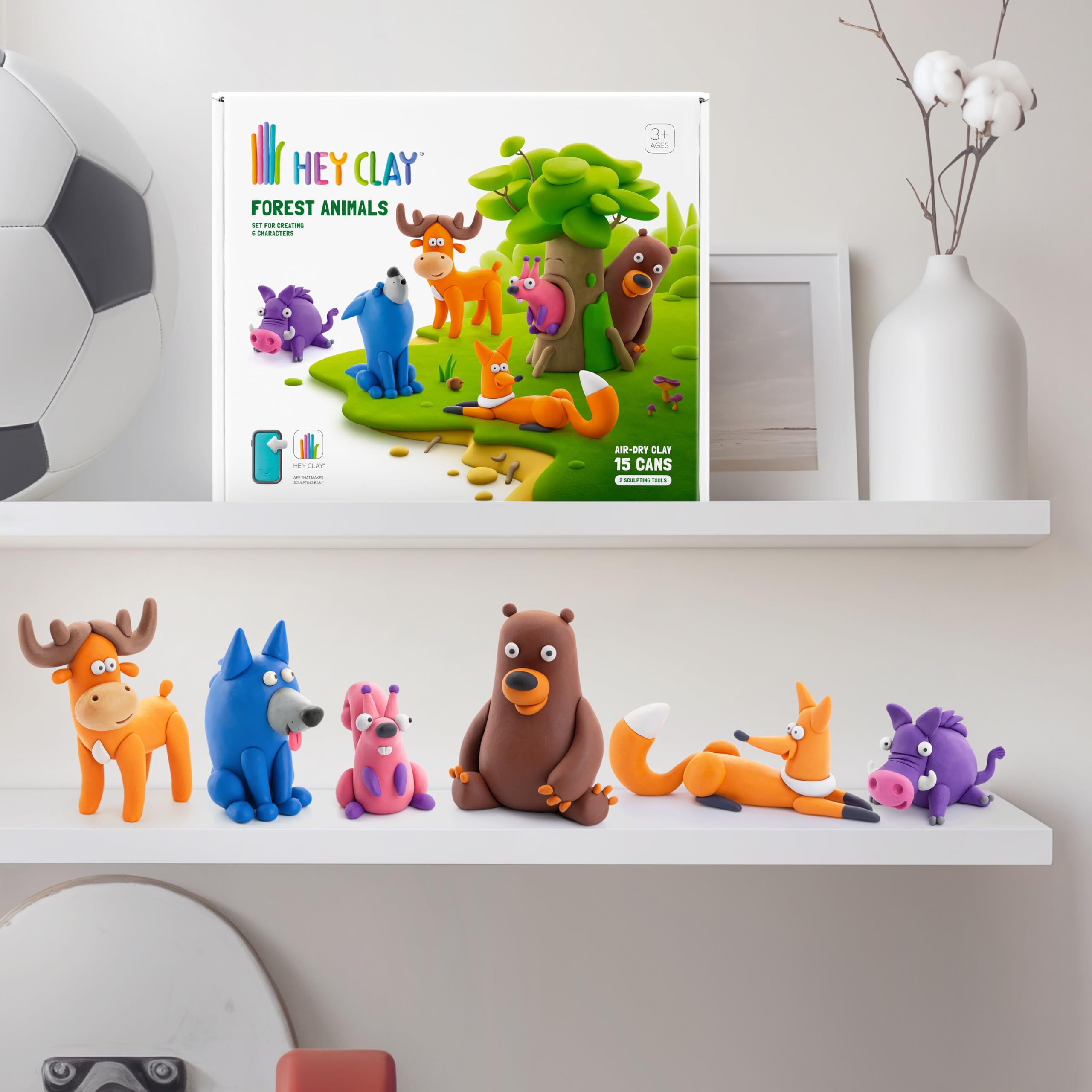 HEY CLAY Air Dry Clay - 15 Cans, Tools, App Access | Vibrant Colors | Ages 3+ 8