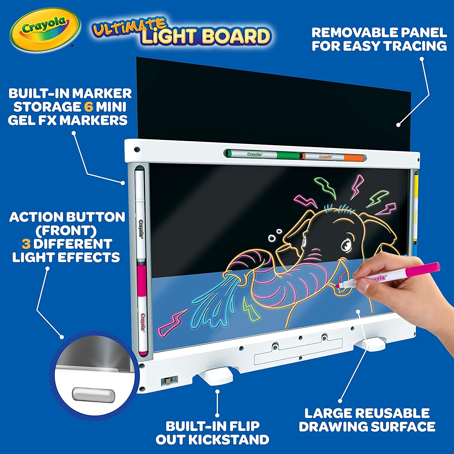 CRAYOLA Ultimate Light Board Drawing Tablet with 6 Gel Markers | Ages 6+ 4