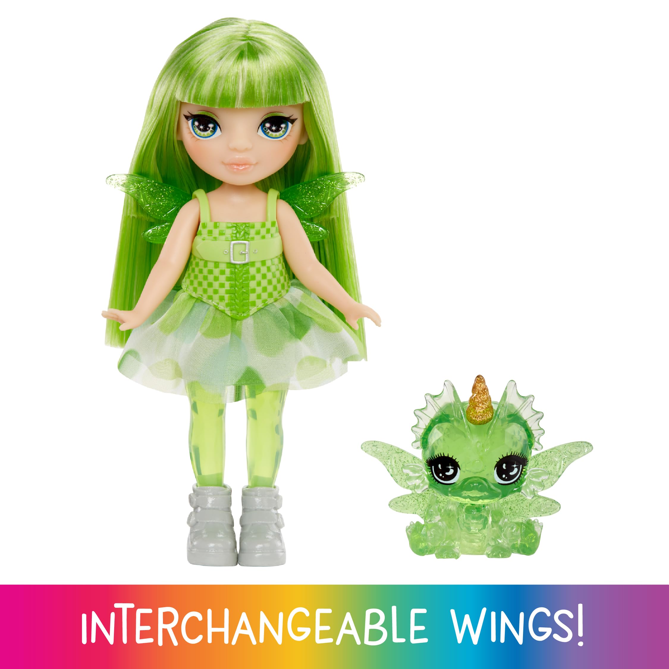 Rainbow High Littles Fairy Doll Emerald - 14cm Posable Figure with Interchangeable Wings 3
