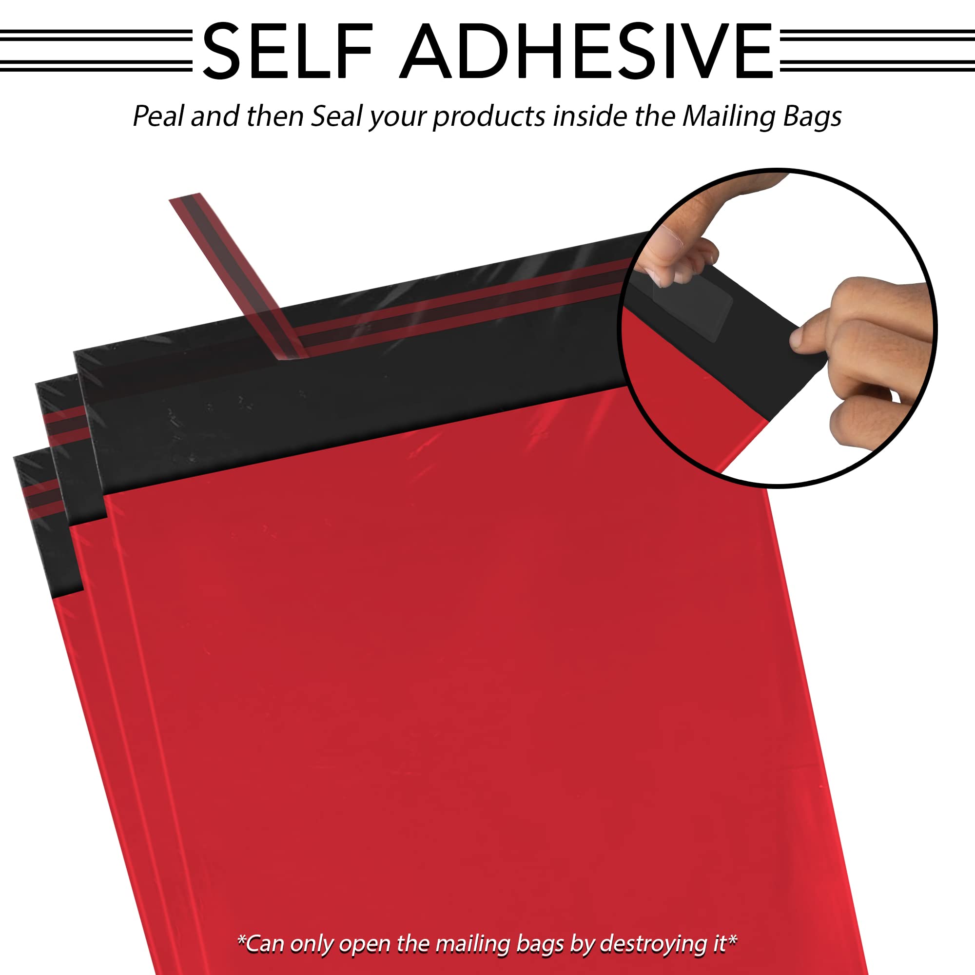 iSOUL Strong Large Mailing Postal Bags - 100 Pack | 12 x 16 Inch | Red | Water Resistant 2