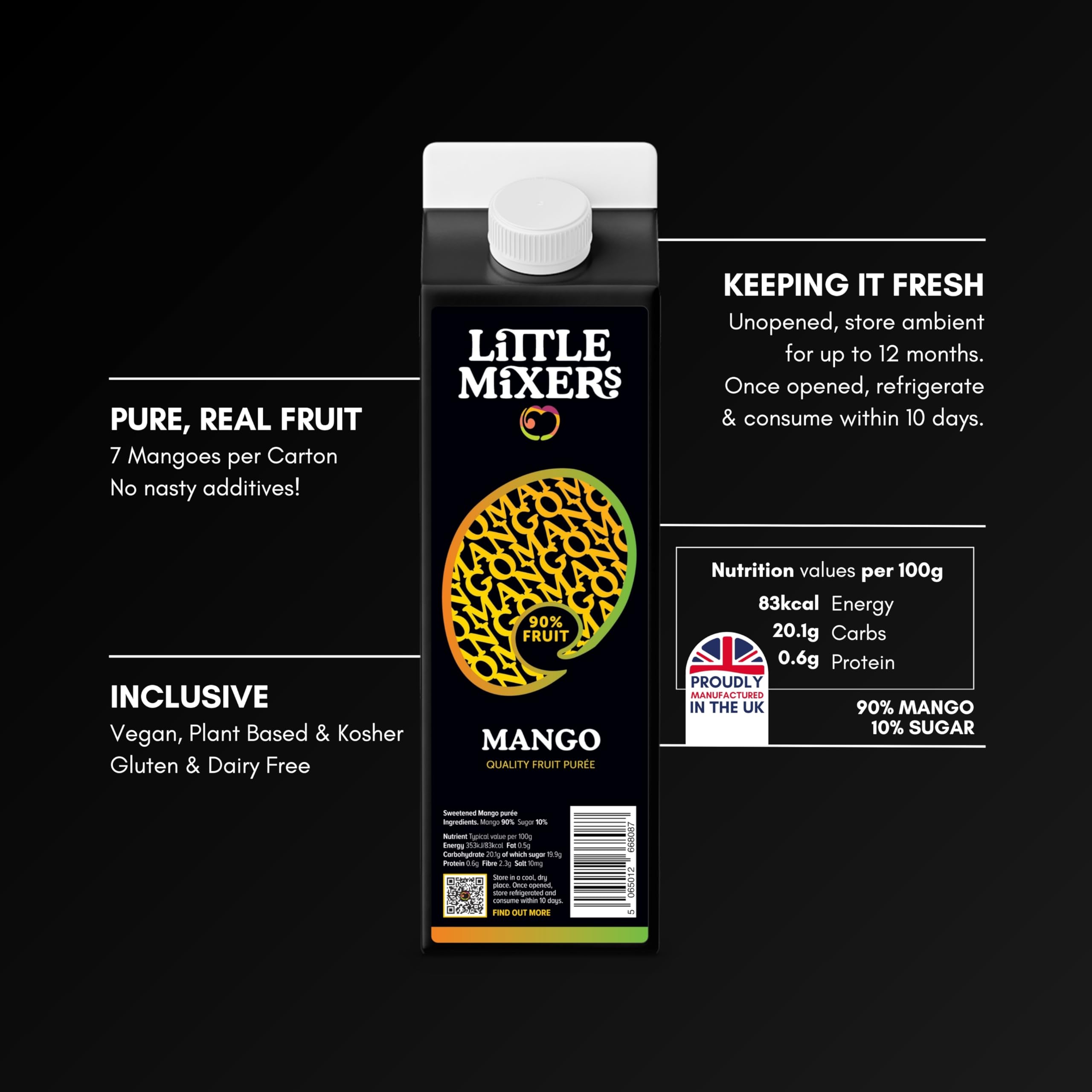 LITTLE MIXERS Mango Puree for Cocktails, Desserts & Smoothies - 1 KG | 90% Mango 2