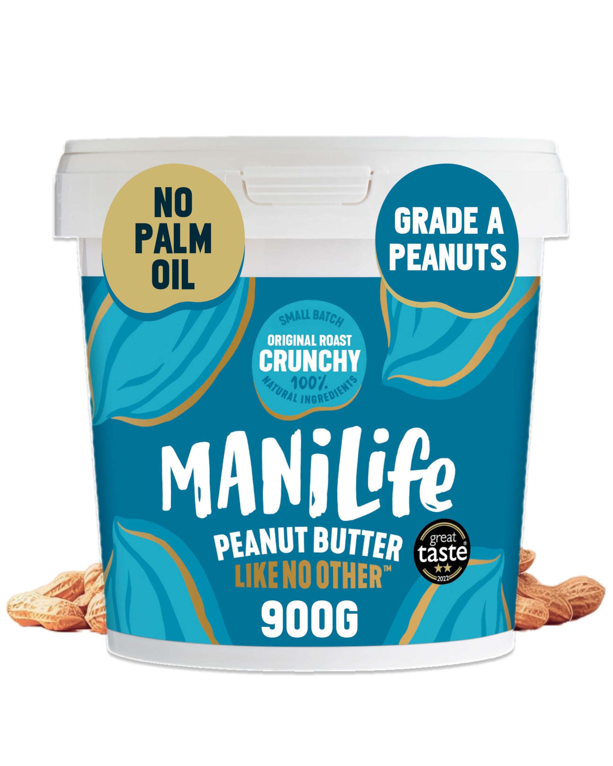 ManiLife Original Roast Crunchy Peanut Butter, 900g – Single Origin argentinische Erdnüsse, ohne Zuckerzusatz, vegan