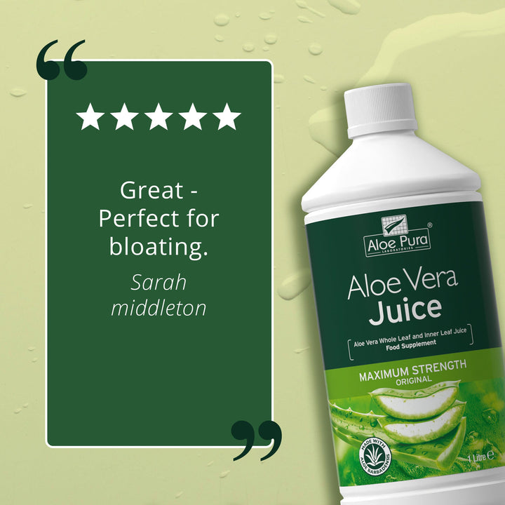 Aloe Pura Aloe Vera Juice Max Strength 1L - Vegan, No Added Sweeteners