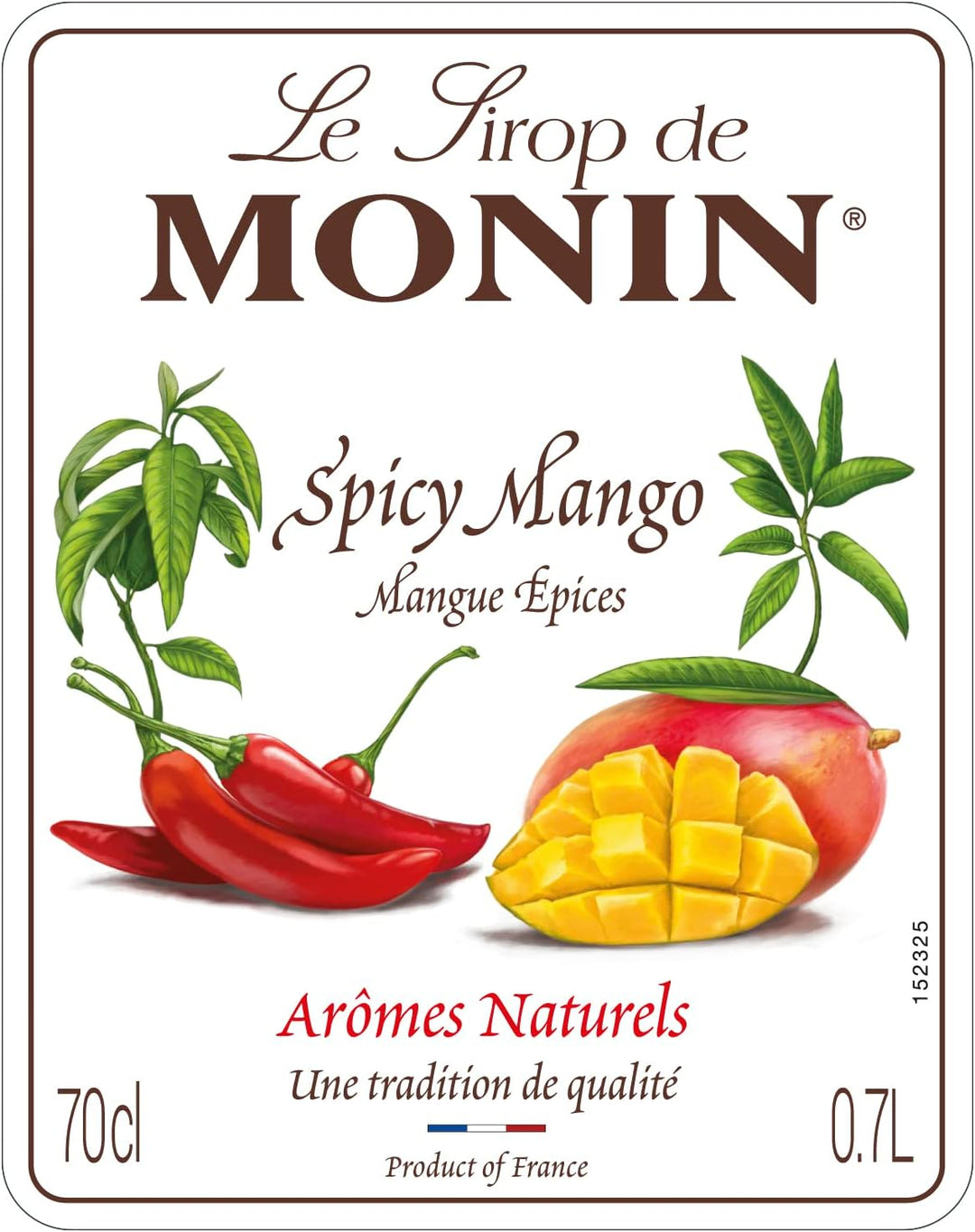 MONIN Spicy Mango Syrup 700ml - Vegan, Halal, Kosher - Cocktail & Mocktail Ingredient