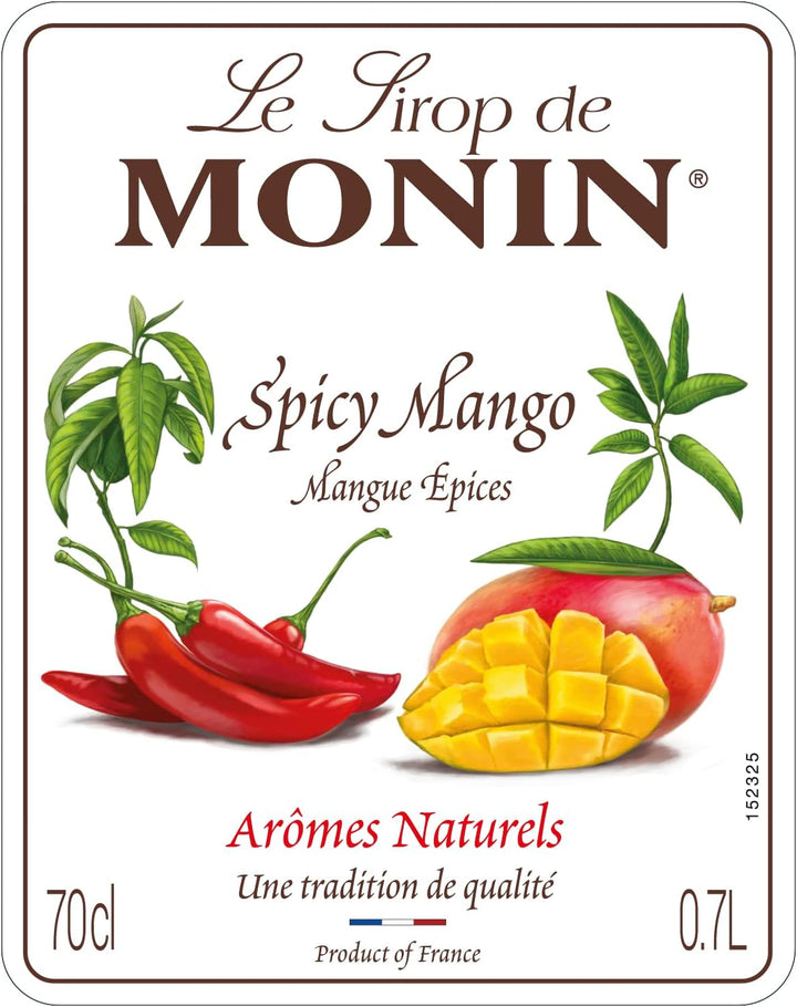 MONIN Spicy Mango Syrup 700ml - Vegan, Halal, Kosher - Cocktail & Mocktail Ingredient