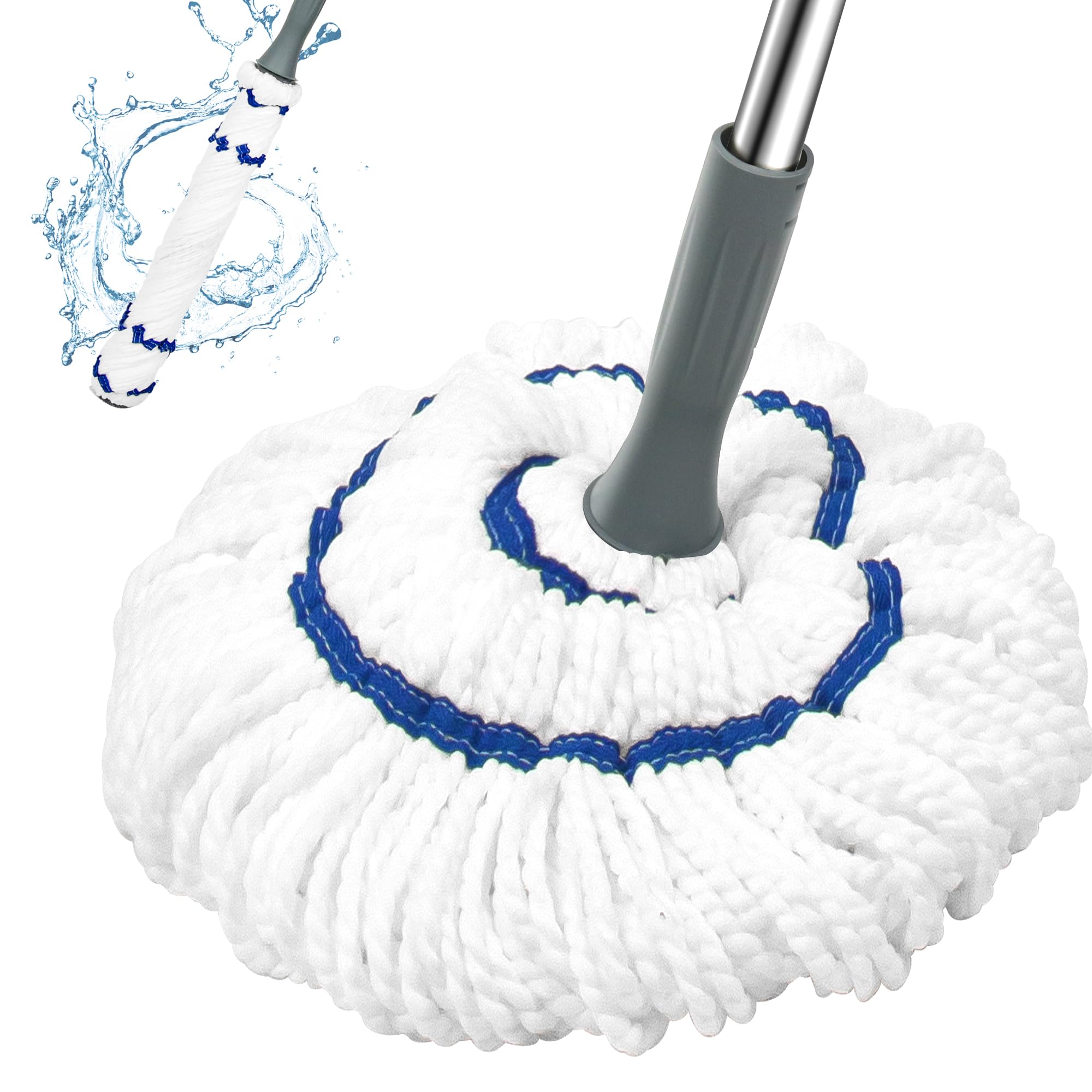 kickleen Self Wringing Flat Mop - 52.5 Inch Handle, Washable Microfiber Head, Heavy Duty Floor Cleaner 1