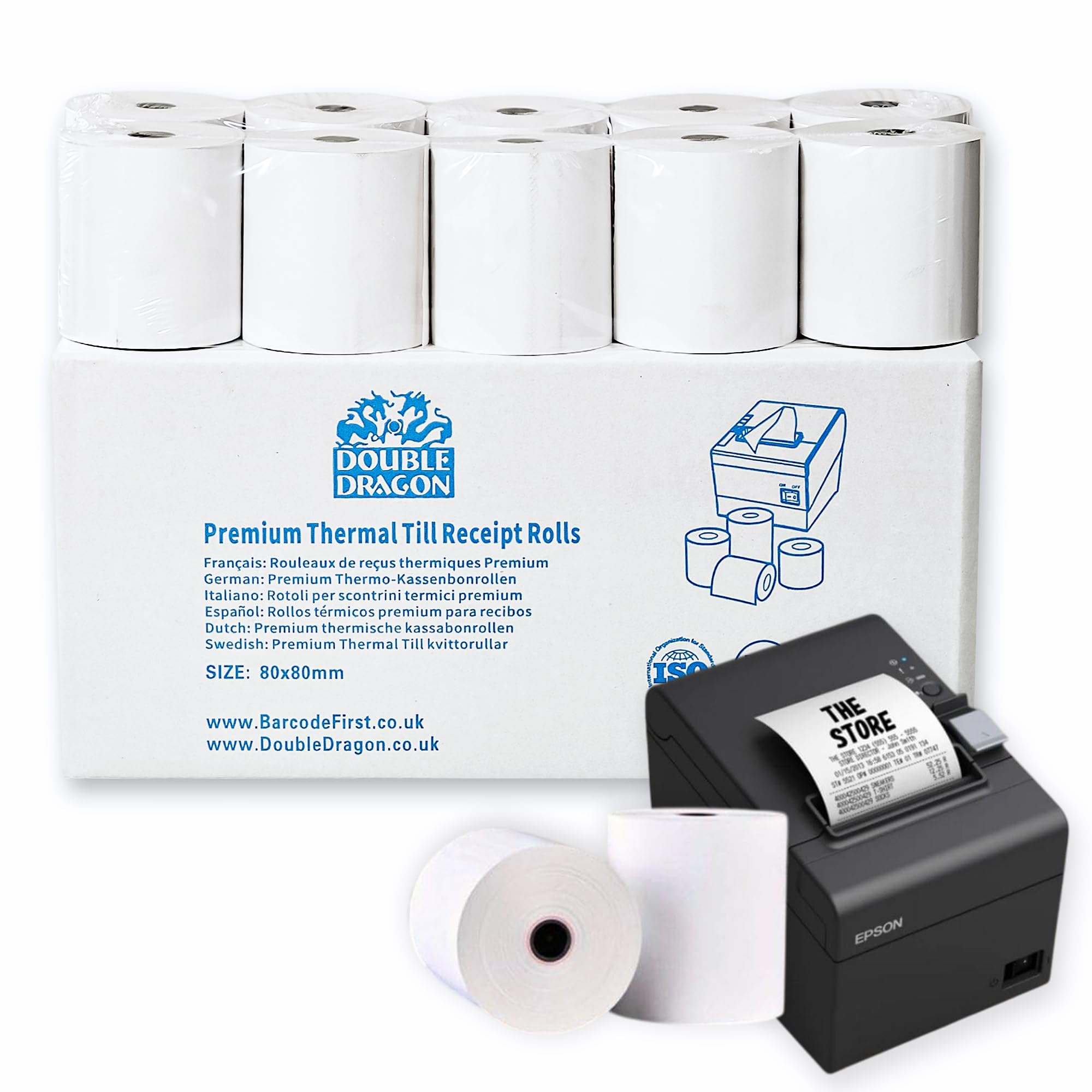 Double Dragon Thermal Paper Till Receipt Roll - 80x80mm | 5 Rolls Pack | Premium Wood Pulp 1