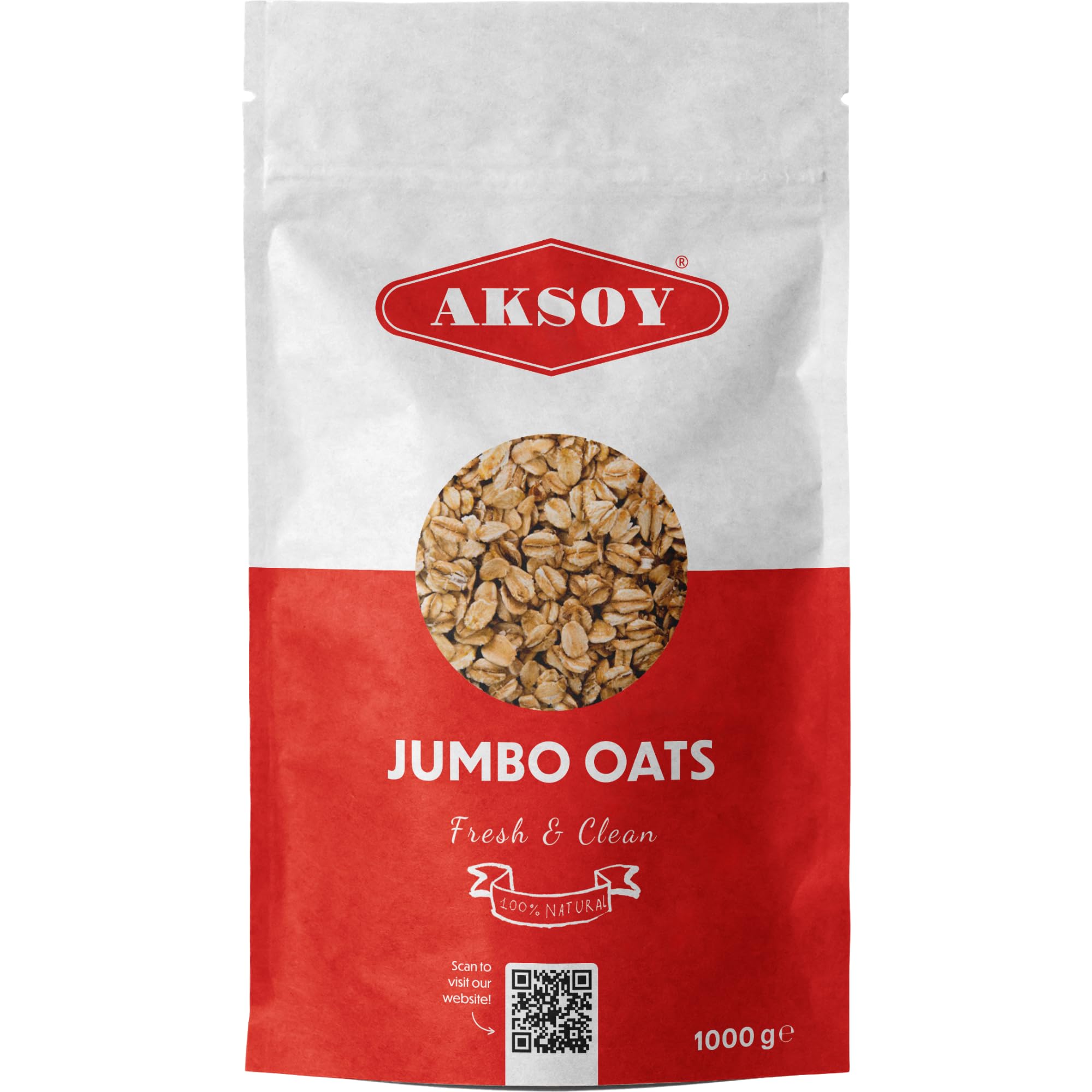 AKSOY Jumbo Oats - 1kg Bag | 100% Wholegrain Rolled Oats | High in Fiber & Protein 1