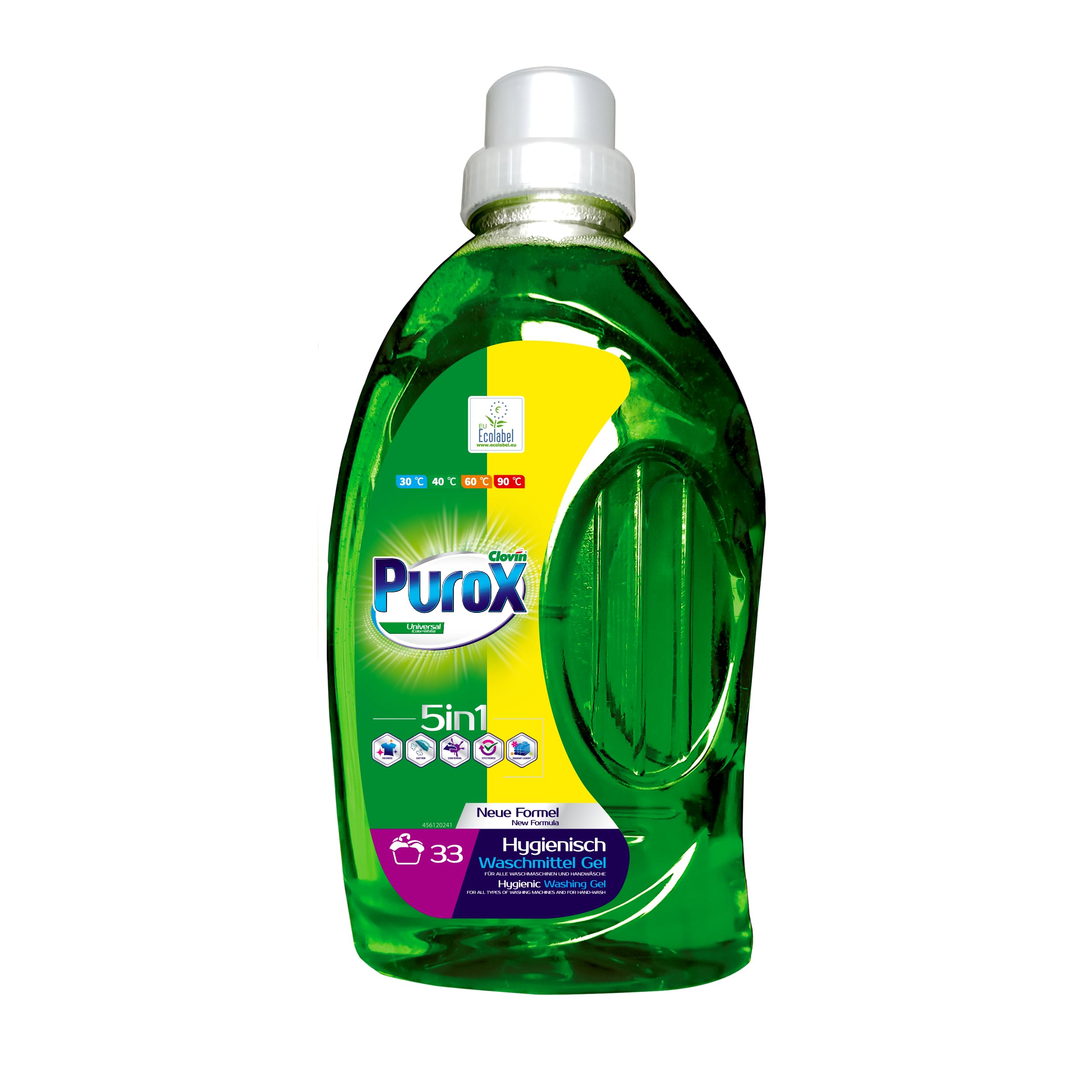 Clovin Purox Universal Liquid Detergent Gel - 33 Washes | 1L | Phosphate-Free 1