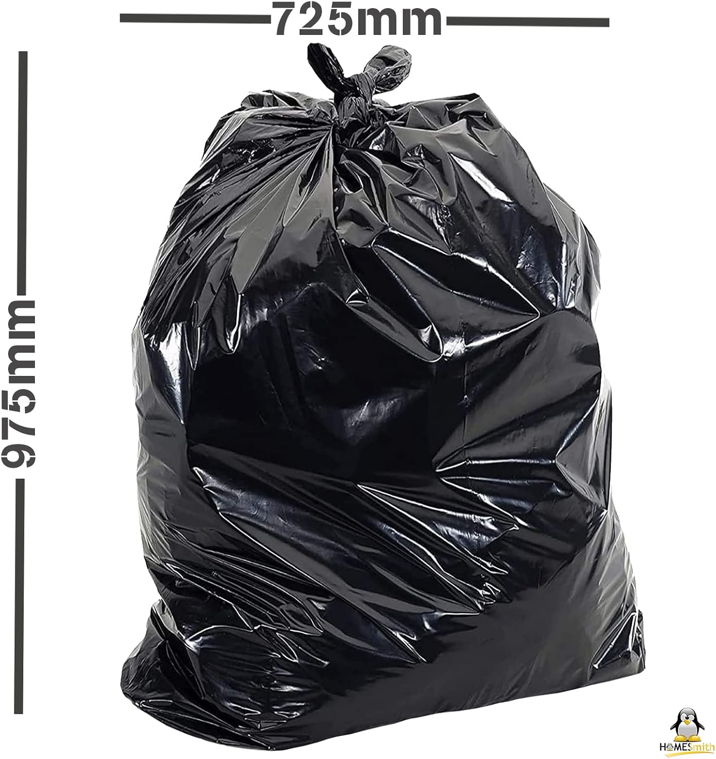 HOMESmith Extra Large Heavy Duty Eco Friendly Refuse Sacks - 120L Black Bin Bags Pack of 10 3