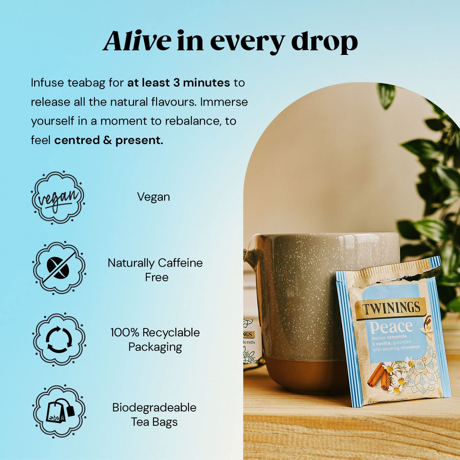 Twinings Soulful Blends Peace Herbal Tea - Mellow Camomile & Vanilla, 20 Teabags, 40g 5
