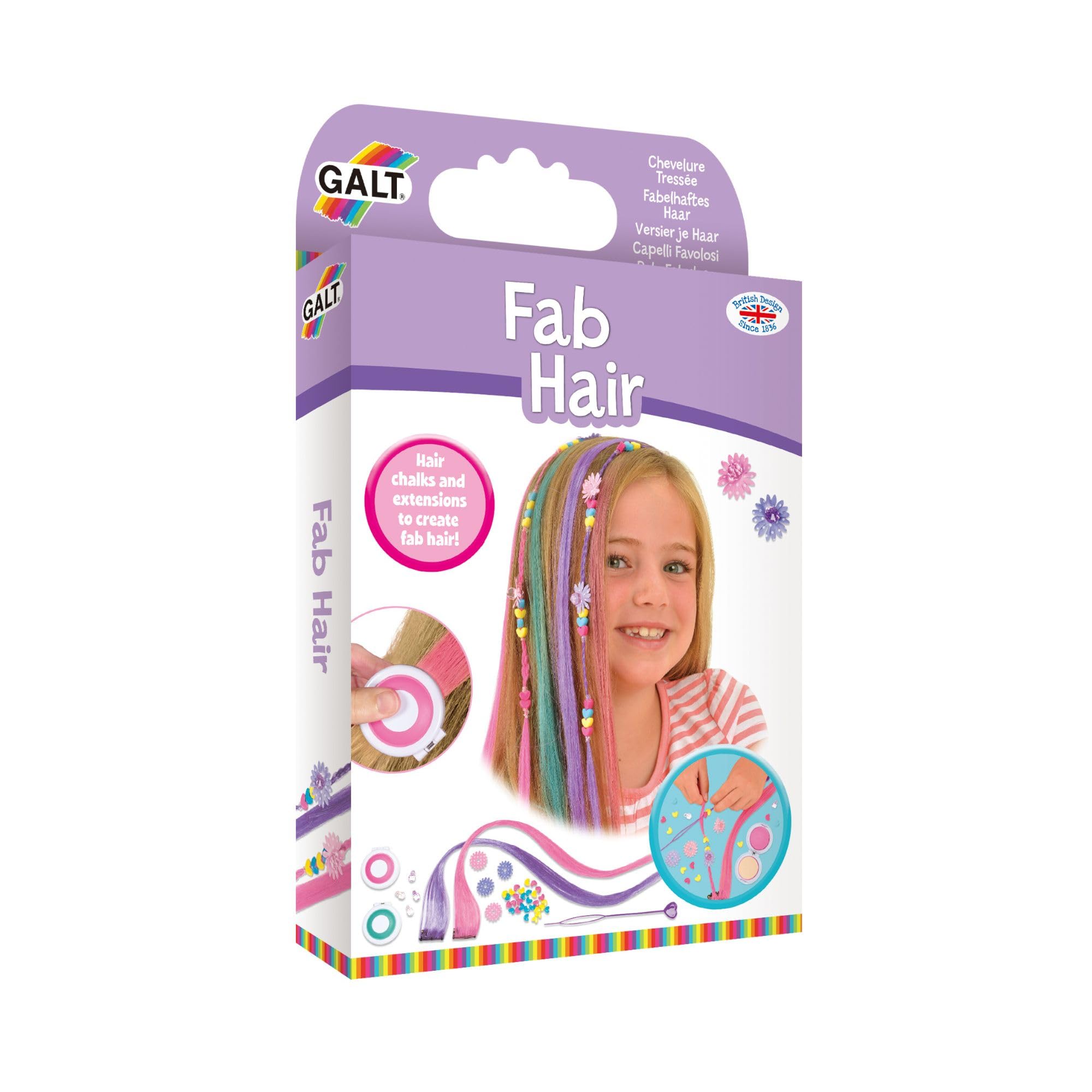 Galt Fab Hair - Hair Chalk Kit and Extensions for Children Ages 6+ 1