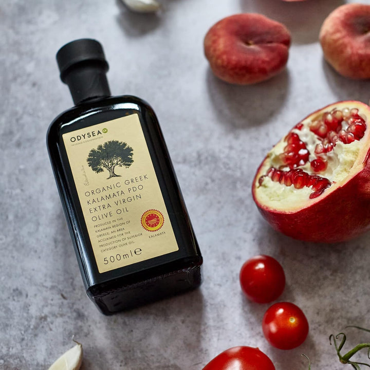 Odysea Organic Extra Virgin Olive Oil, PDO Kalamata EVOO, 500ml Glass Bottle