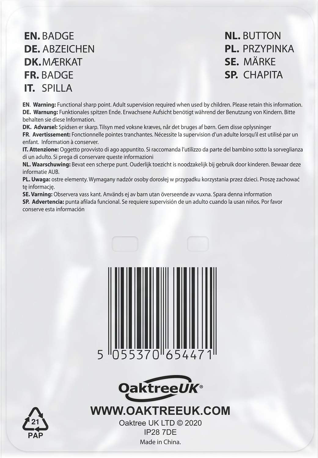 OakTree Sparkling Fizz 30th Birthday Holographic Pin Badge - Black / Gold 4