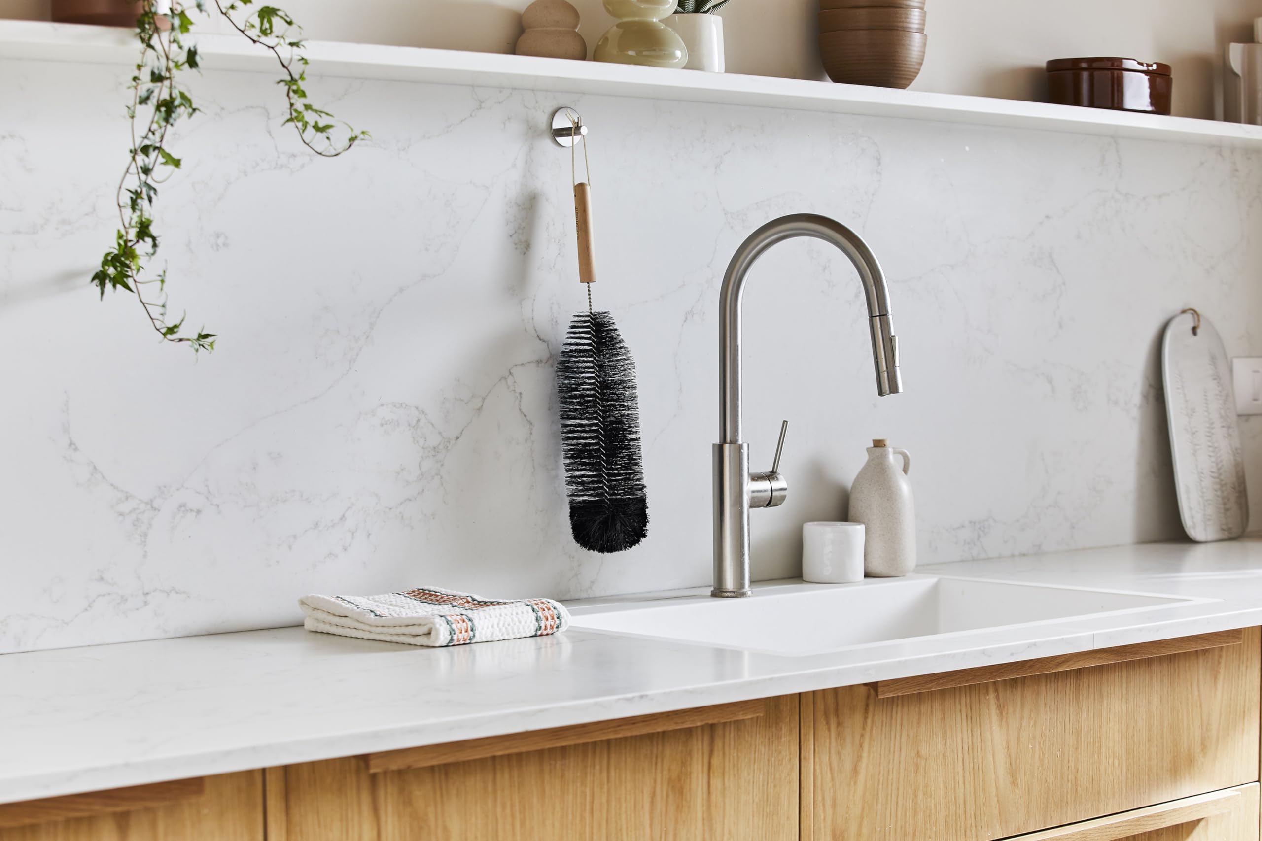 sodastream Bottle Brush - Flexible Cleaning for Plastic & Glass Bottles | Natural Wood Handle 4