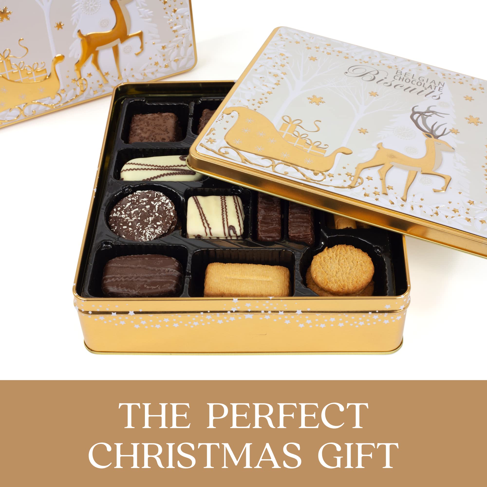 The Silver Crane Co. - Belgian Biscuits Tin Christmas Gift Set with Assorted Chocolates 2