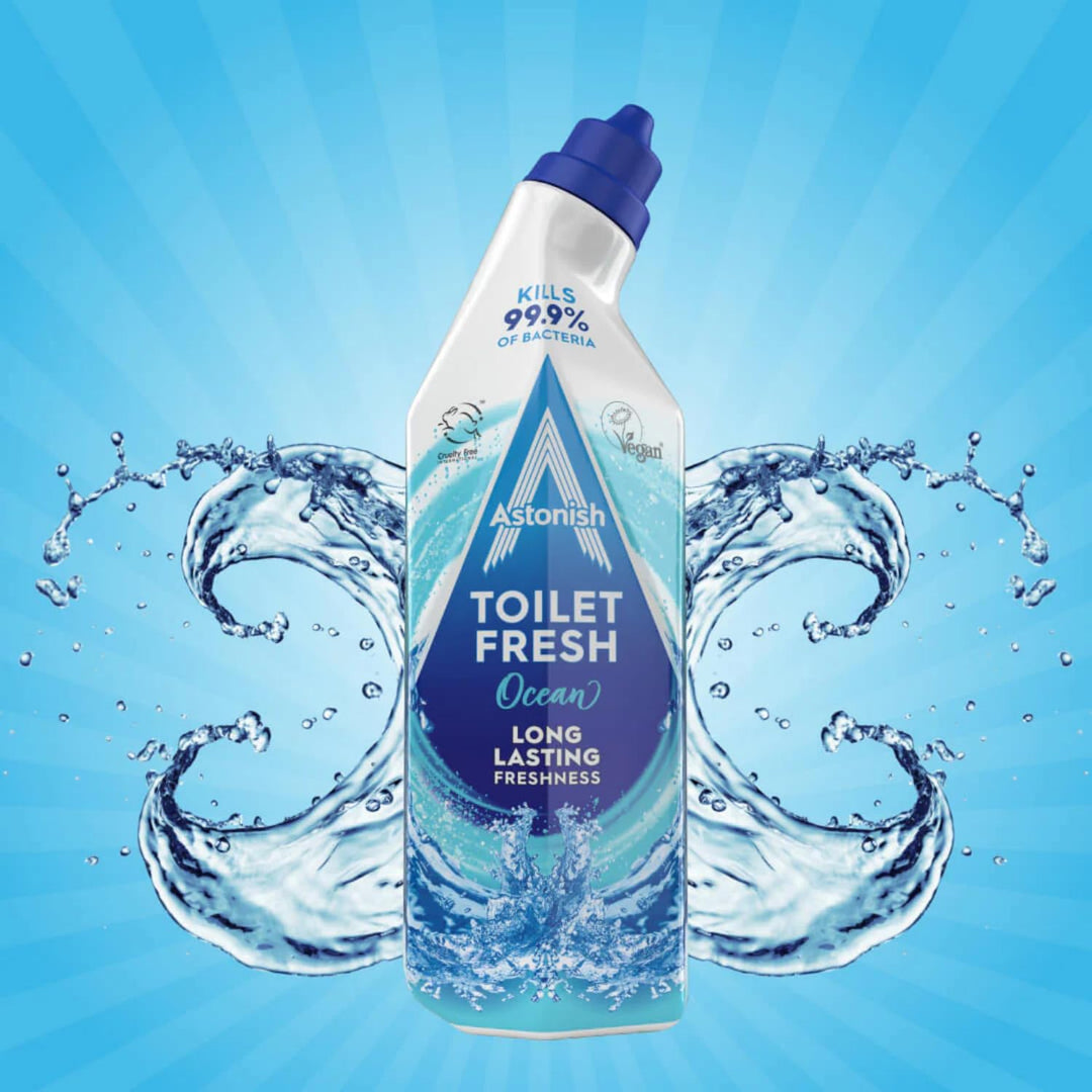 Astonish Ocean Toilet Fresh Gel, 750ml - Antibacterial Toilet Cleaner with Limescale Prevention