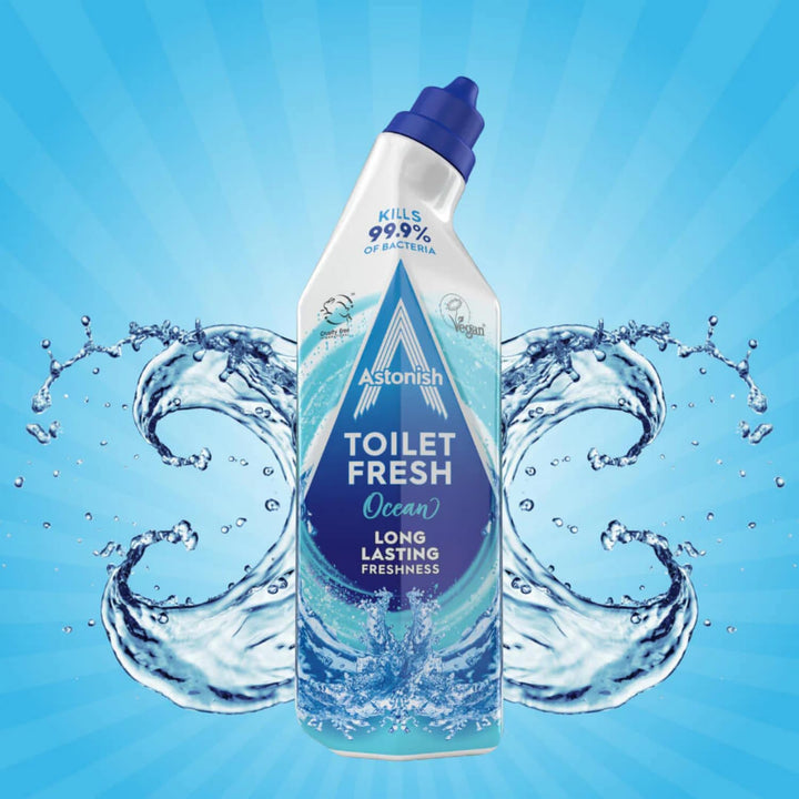 Astonish Ocean Toilet Fresh Gel, 750ml - Antibacterial Toilet Cleaner with Limescale Prevention