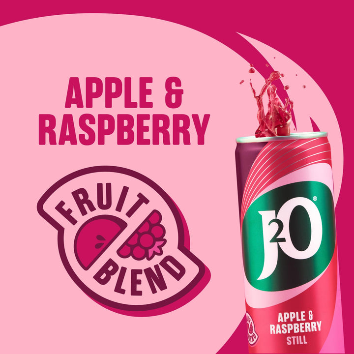 J2O Apple & Raspberry Flavoured Fruit Drink Cans - 4 x 250ml