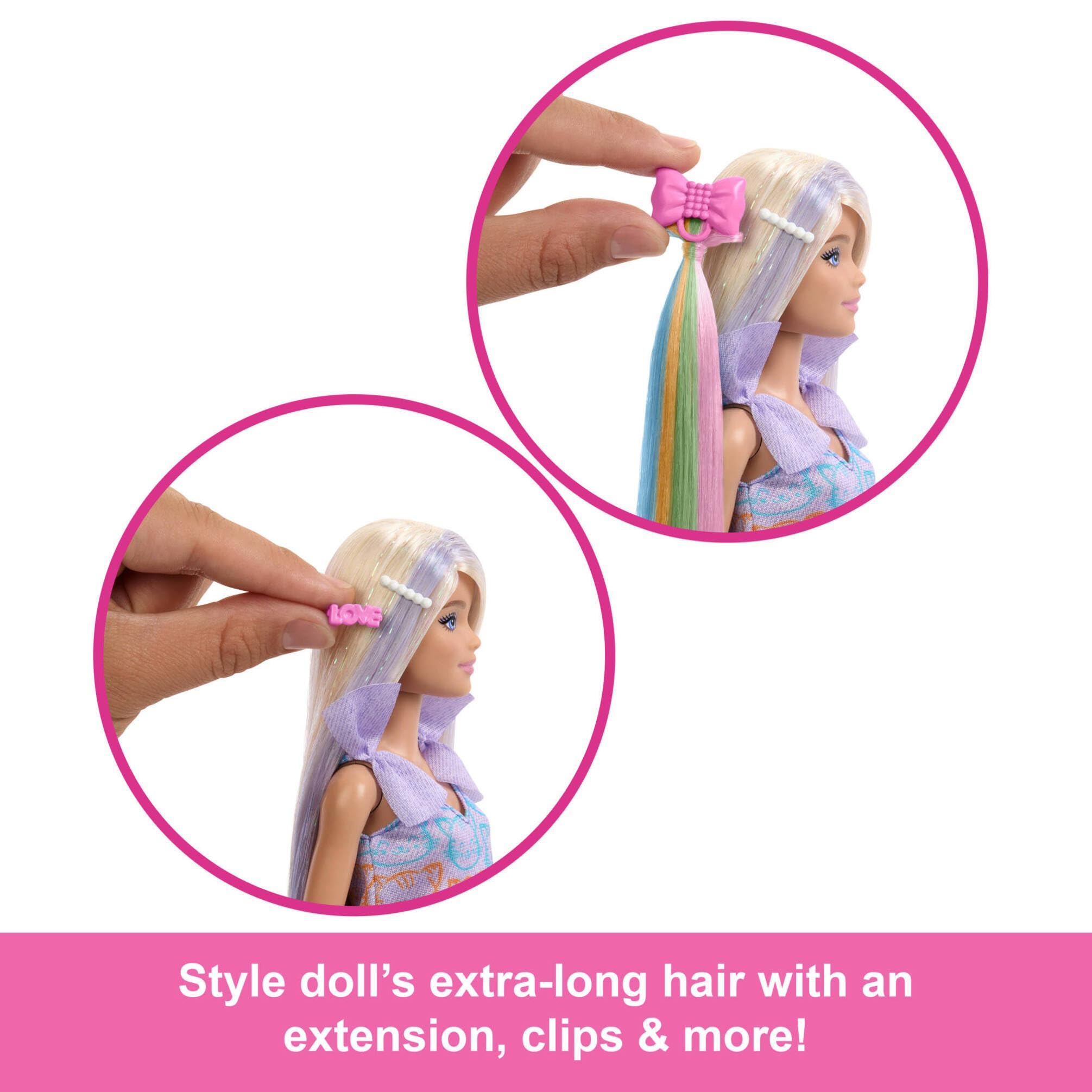 Barbie Fun & Fancy Doll with Extra-Long Blonde Hair, 2 Dresses, 2 Pairs of Shoes, 5 Styling Pieces 5