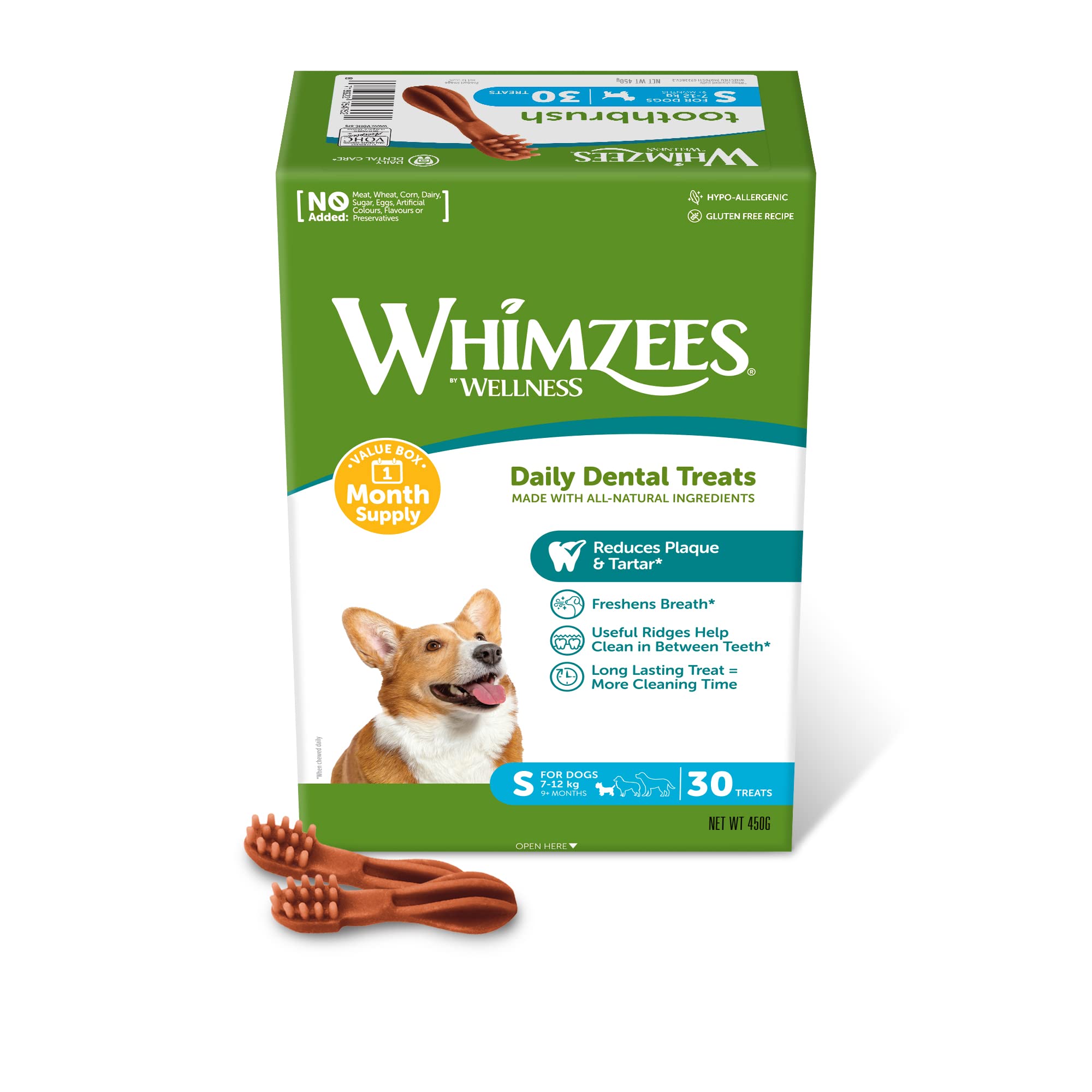 WHIMZEES Natural Grain Free Dog Dental Sticks for Small Breeds | Reduces Plaque by 80% | Vegetable Flavor