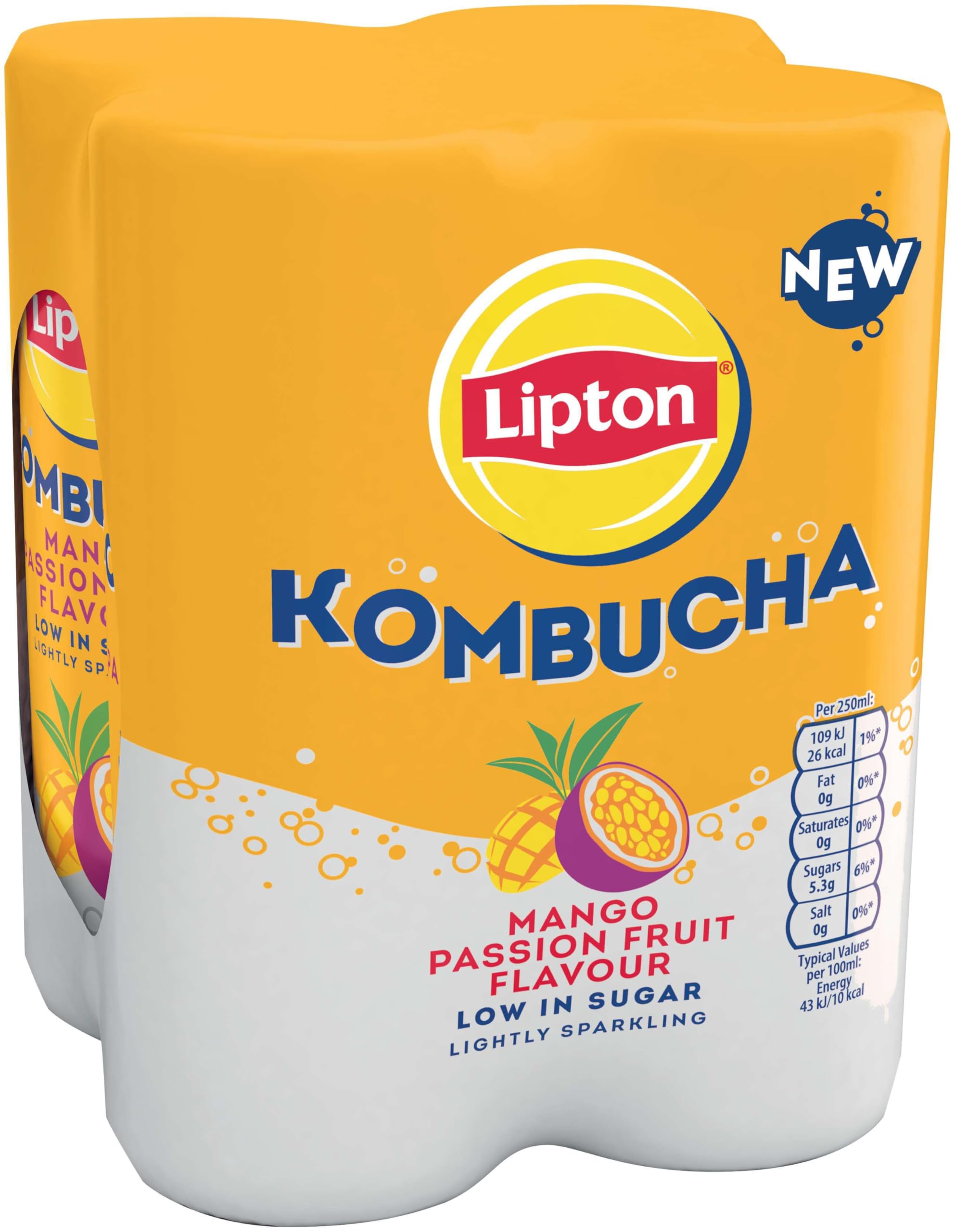 Lipton Kombucha Mango &amp; Passionsfrucht, 250 ml (4er-Pack)