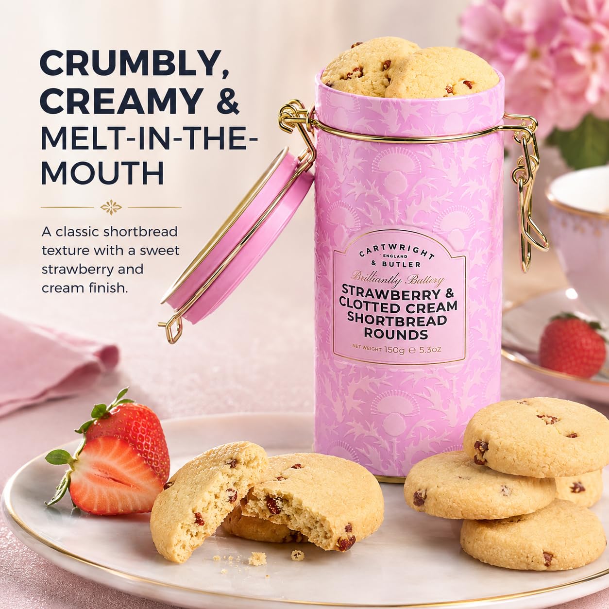 Cartwright & Butler Strawberry & Clotted Cream Shortbread Tin - 150g 3