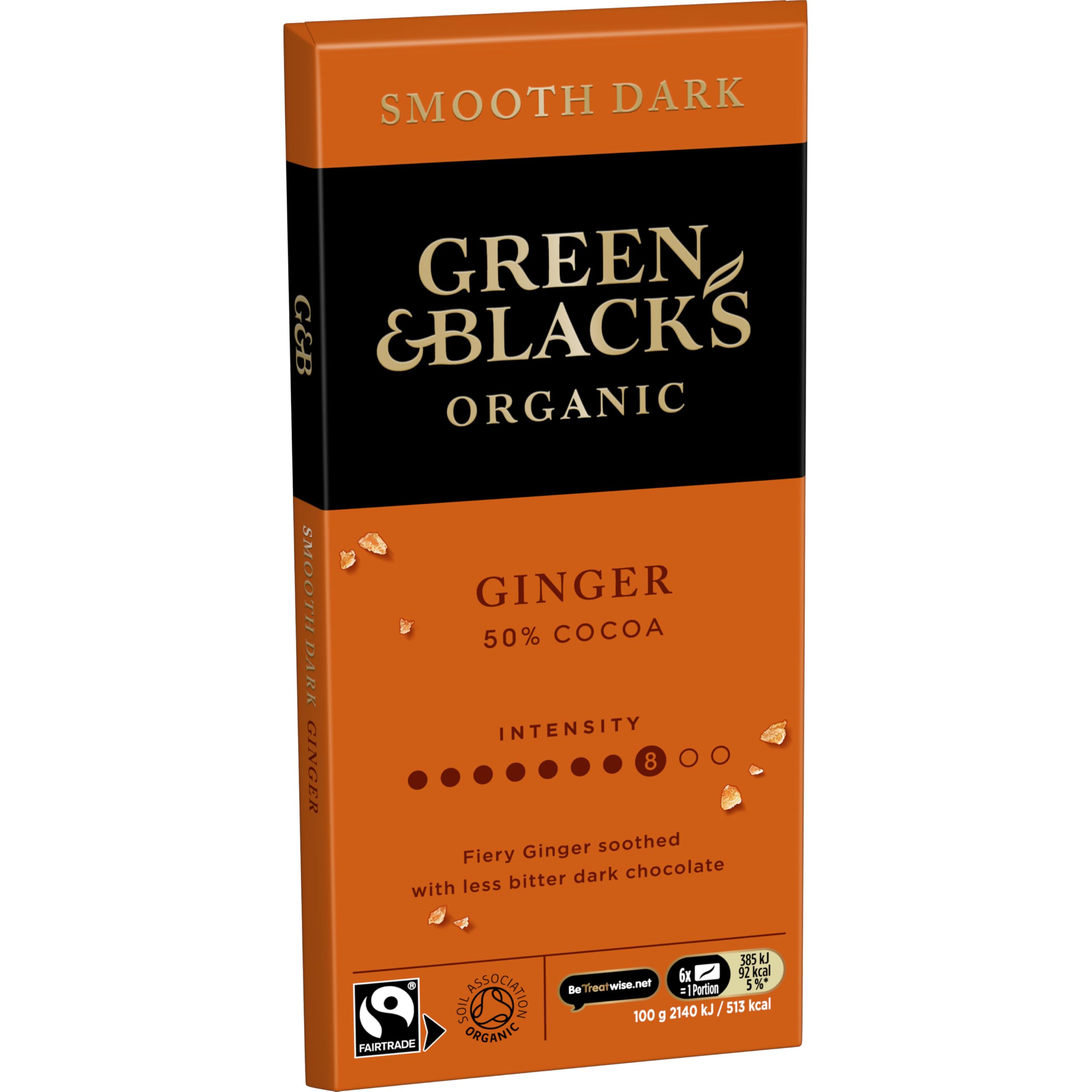 Green & Black's Organic Ginger Smooth Dark Chocolate Bar 50% Cocoa, 100g 2