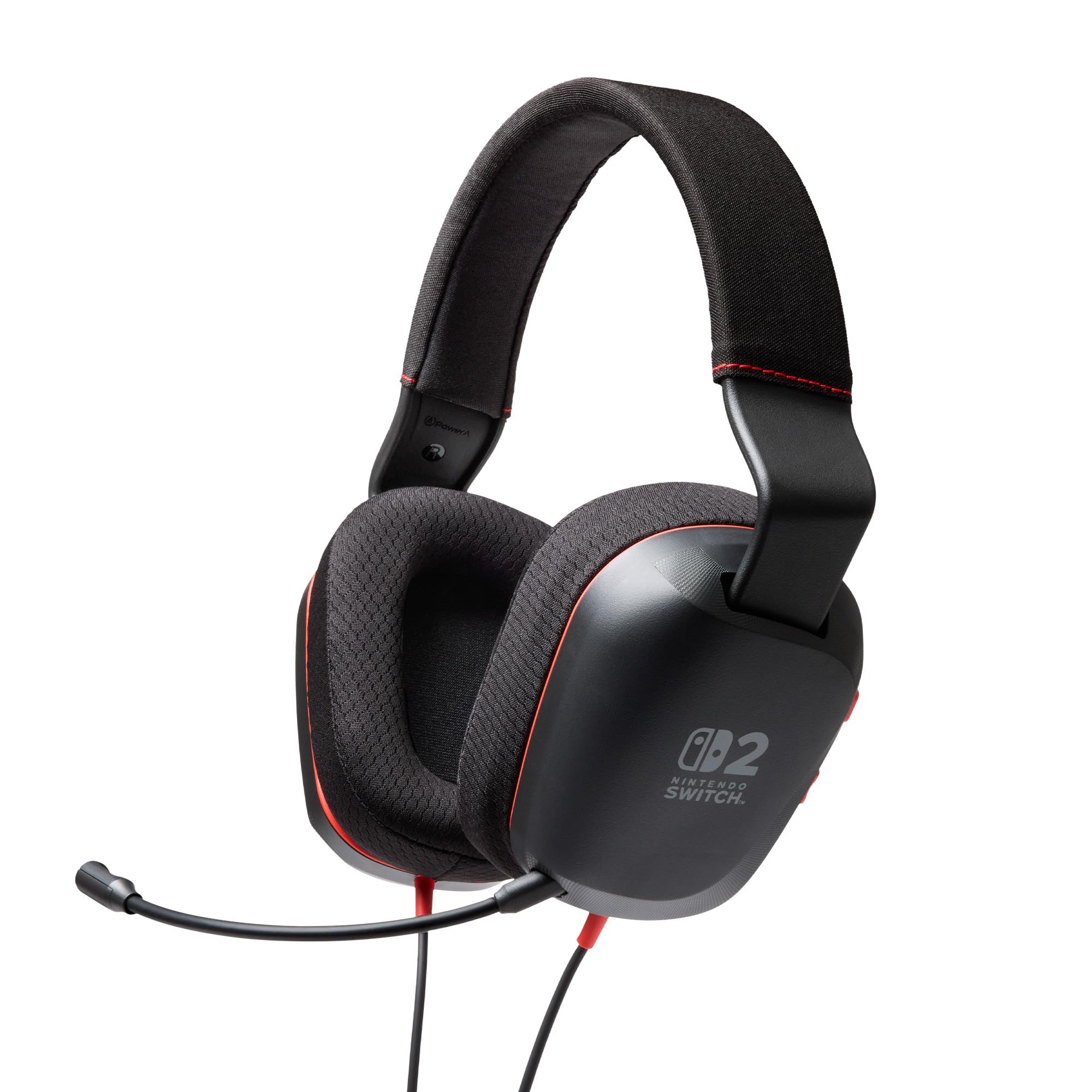 PowerA Wired Stereo Headset for Nintendo Switch 2 - Black/Red | 50mm Drivers | Detachable Mic 1