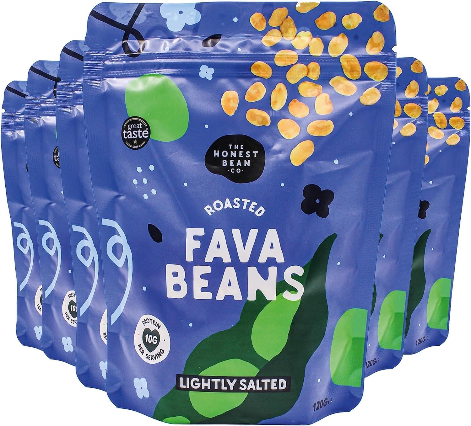 The Honest Bean Co. Geröstete Favabohnen, leicht gesalzen, proteinreicher veganer Snack, 120 g