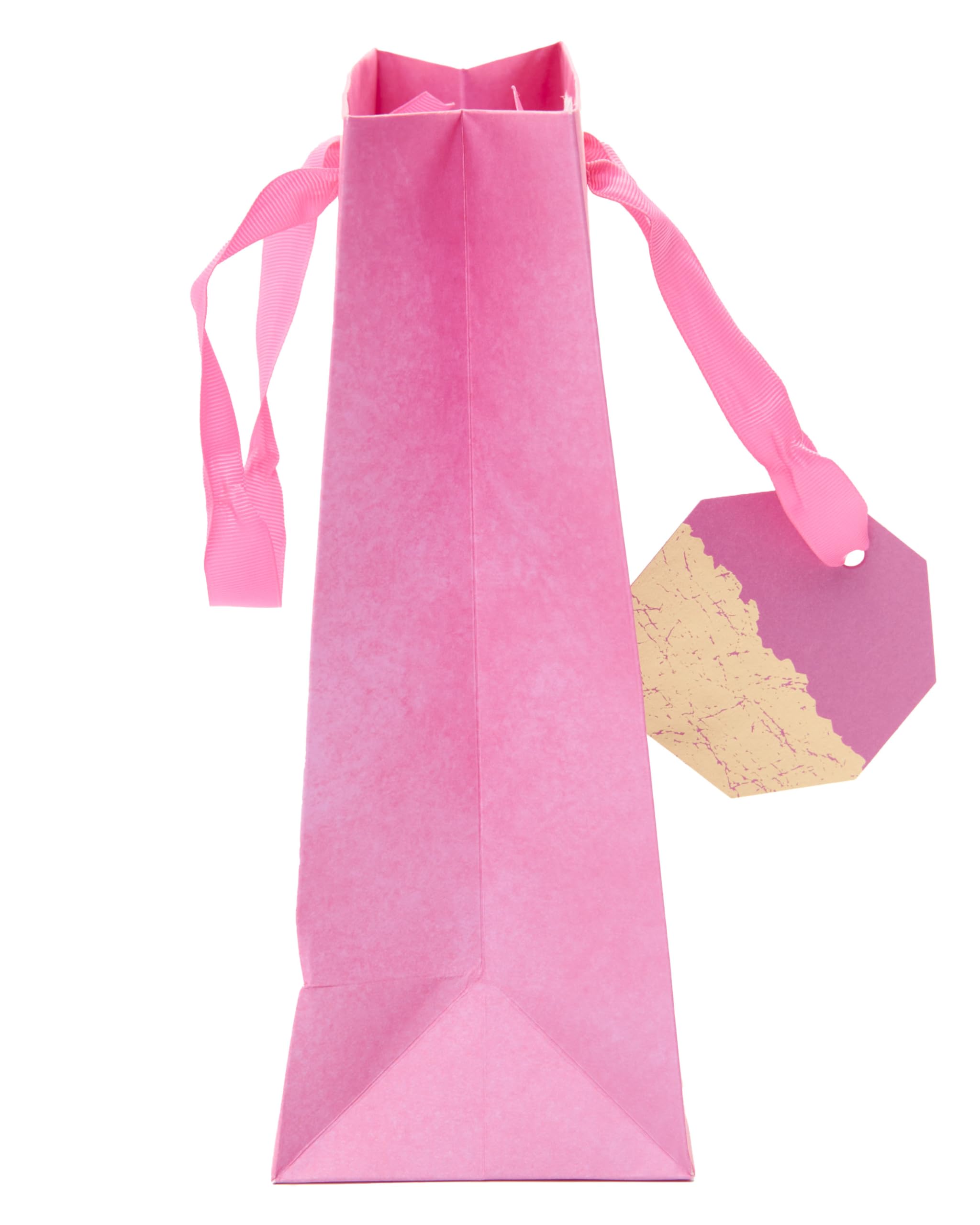 UK Greetings Medium Gift Bag - Pink with Graphite Design & Foil Tag | 22.8 x 19 cm 4