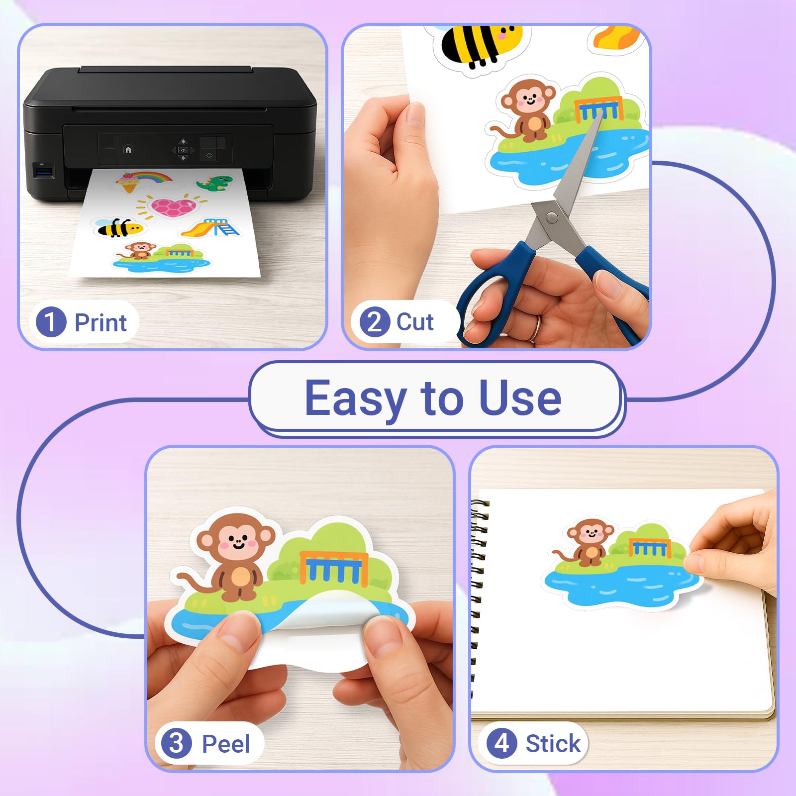 Euqvunn Matte White Inkjet Sticker Paper - A4, Water Resistant, 18 Sheets 6