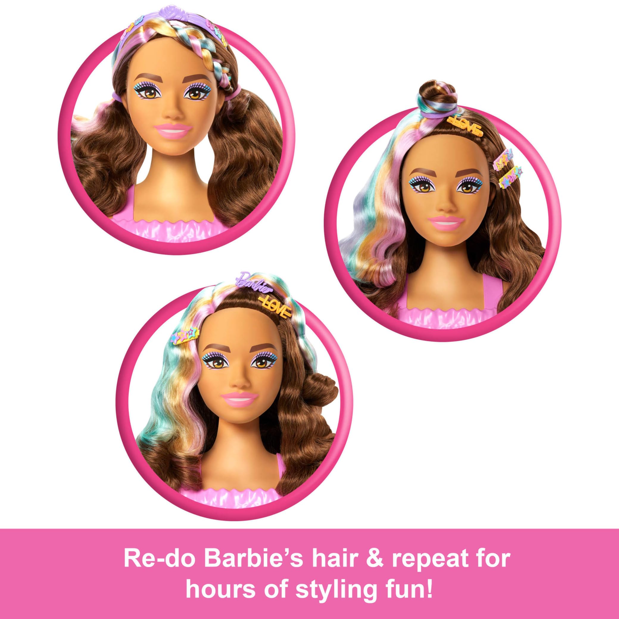 Barbie Styling Head - Dark Brown Hair with 20+ Accessories | Age 3+ | Pink 4