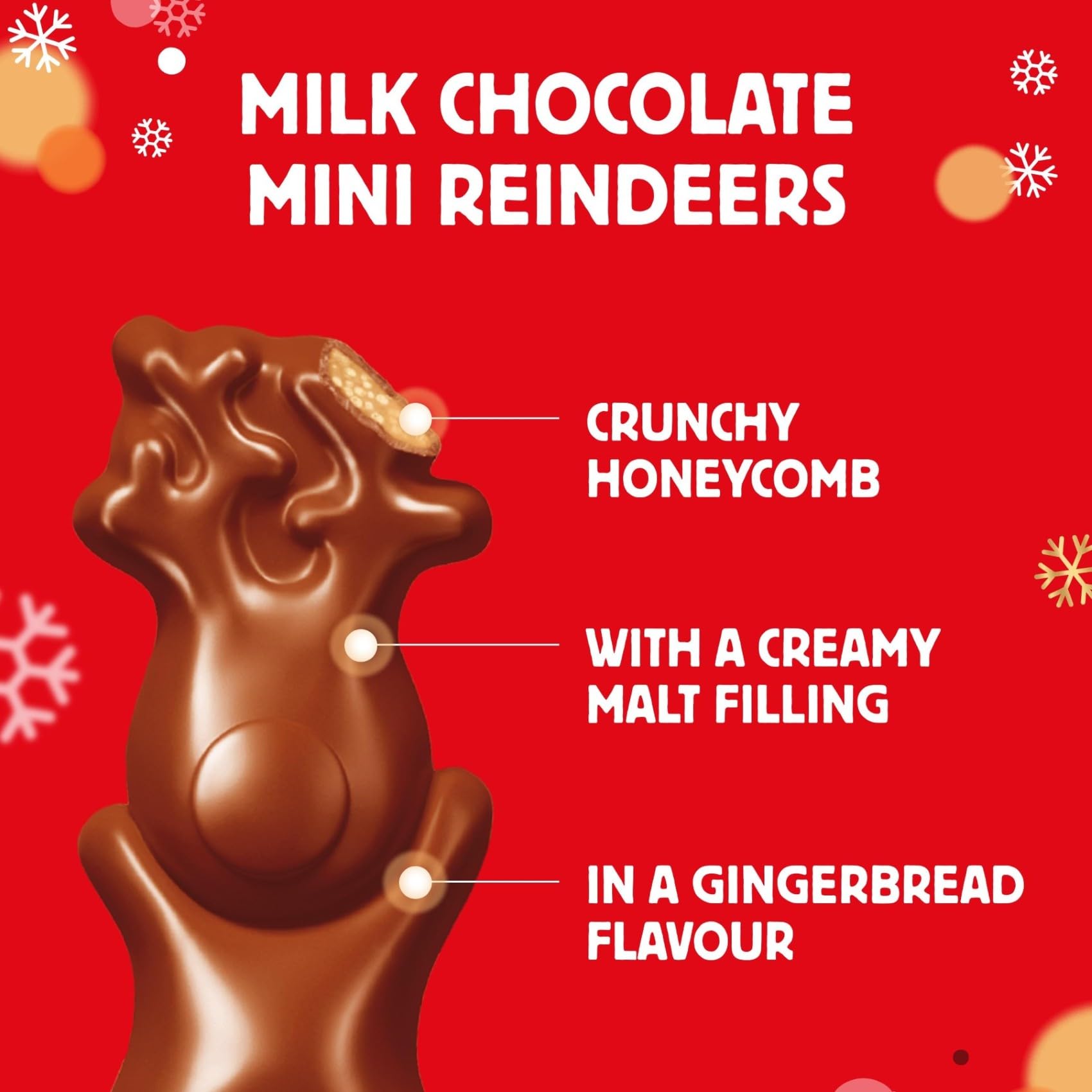 Maltesers Mini Reindeers Gingerbread Flavour Milk Chocolate Treats 59g 3