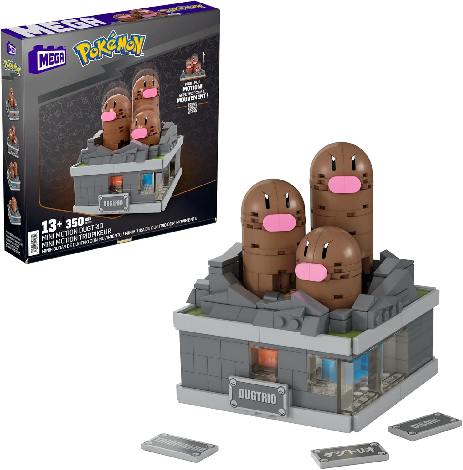 MEGA Pokémon Mini Motion Dugtrio Building Set - 350-Piece Action Figure with Pop-Up Motion 1